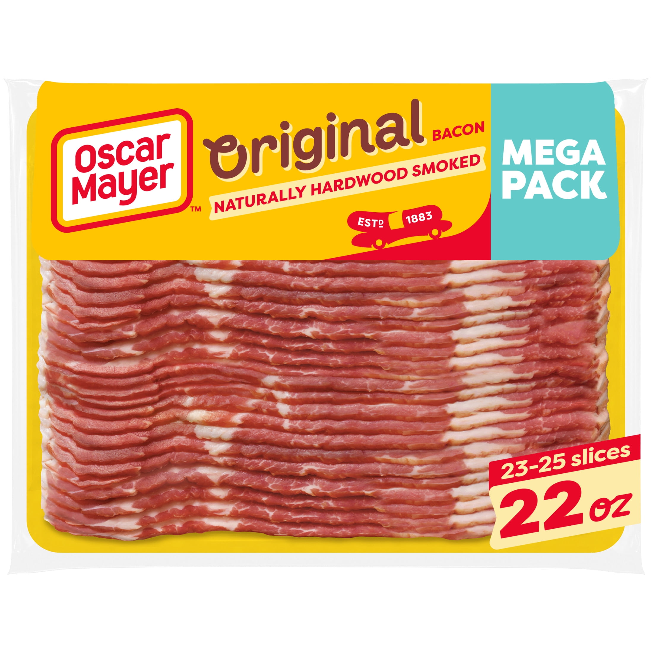 Oscar Mayer Naturally Hardwood Smoked Bacon Mega Pack, 22 oz Pack, 23-25 slices