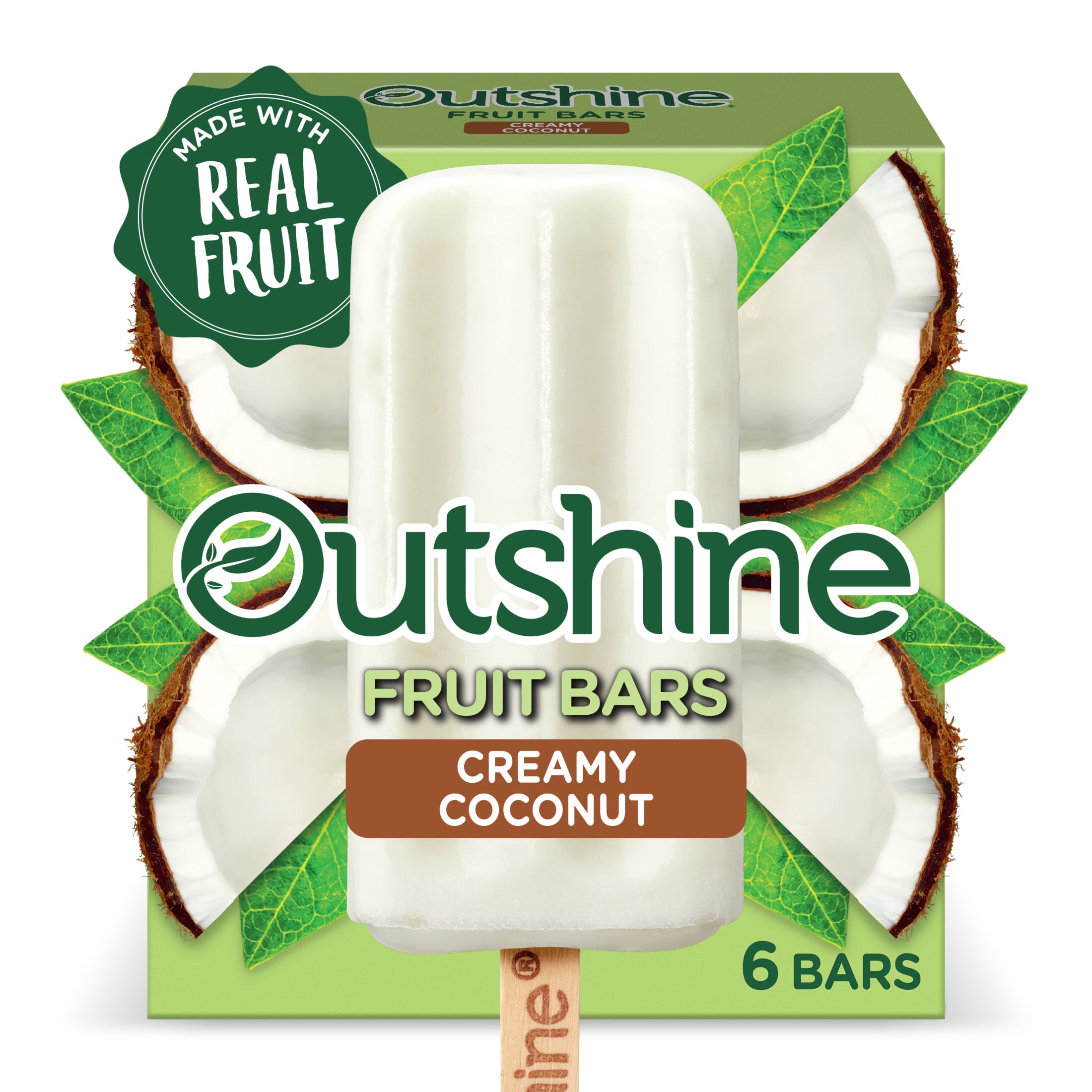 Outshine Creamy Coconut Frozen Fruit Bars,Non-GMO, Gluten Free, 6 Count