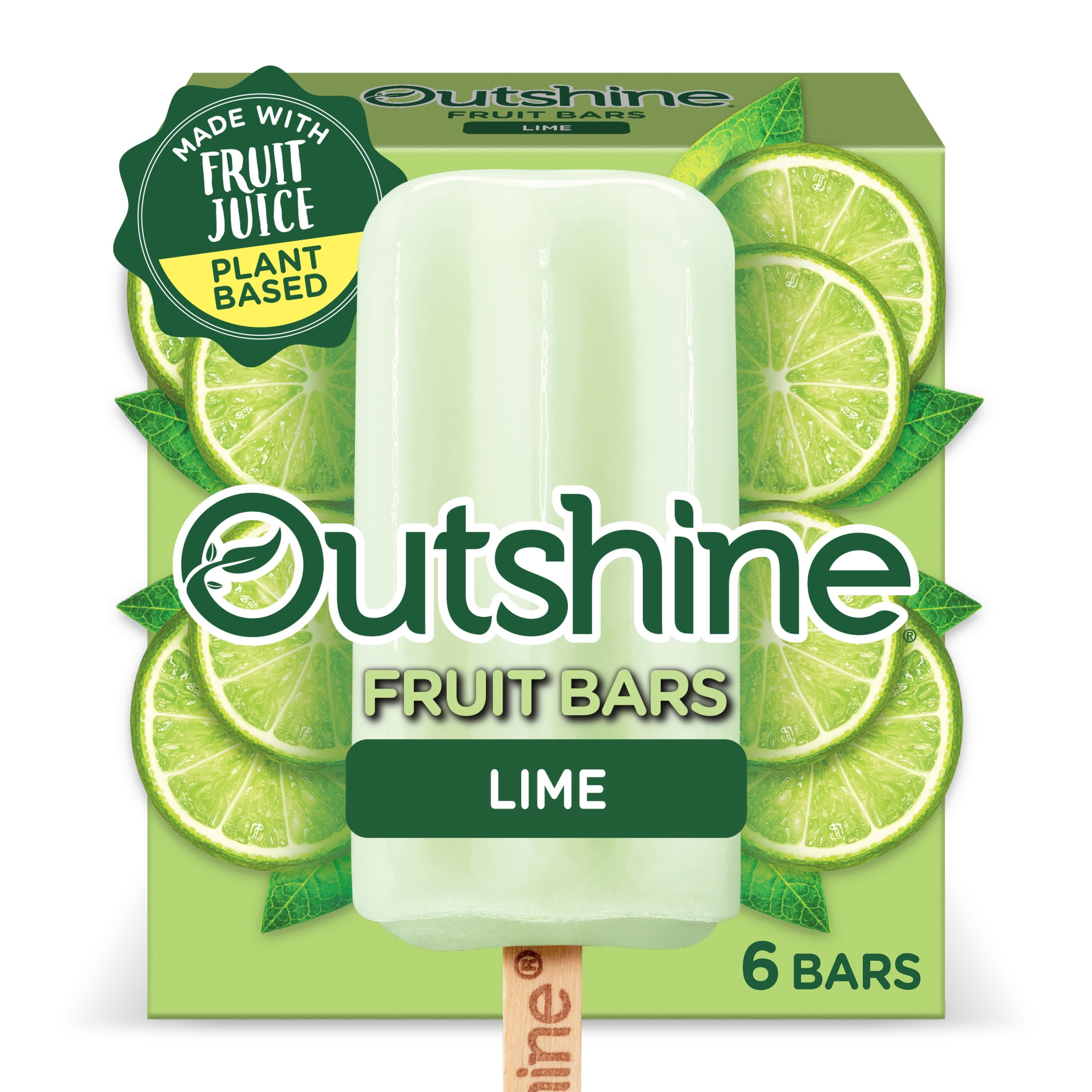 Outshine Lime Frozen Fruit Bars, Non-GMO, Gluten Free, 6 Count