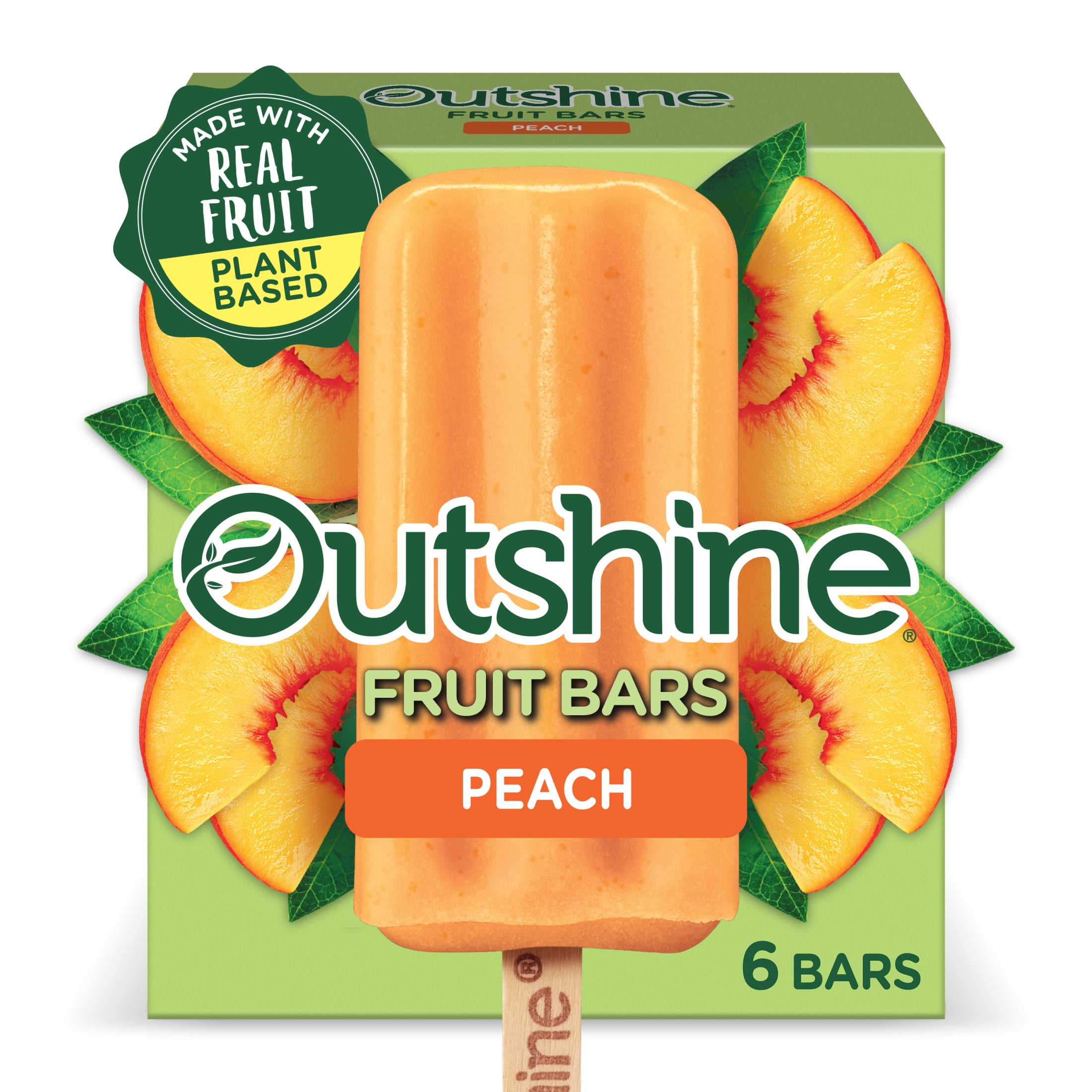 Outshine Peach Frozen Fruit Bars, Non-GMO, Gluten Free, 6 Count
