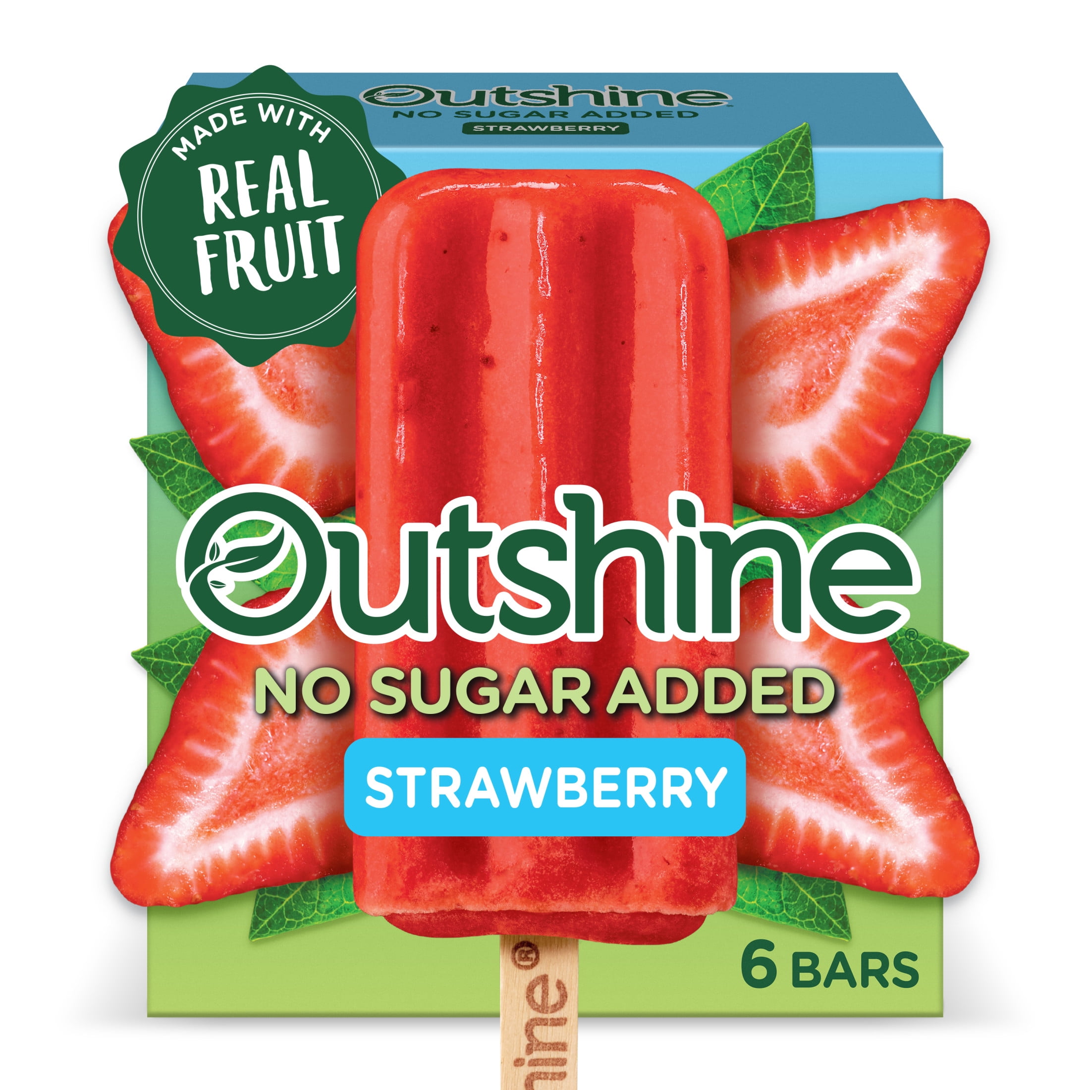 Outshine Strawberry Frozen Fruit Bars with No Sugar Added, Gluten Free, 6 Count