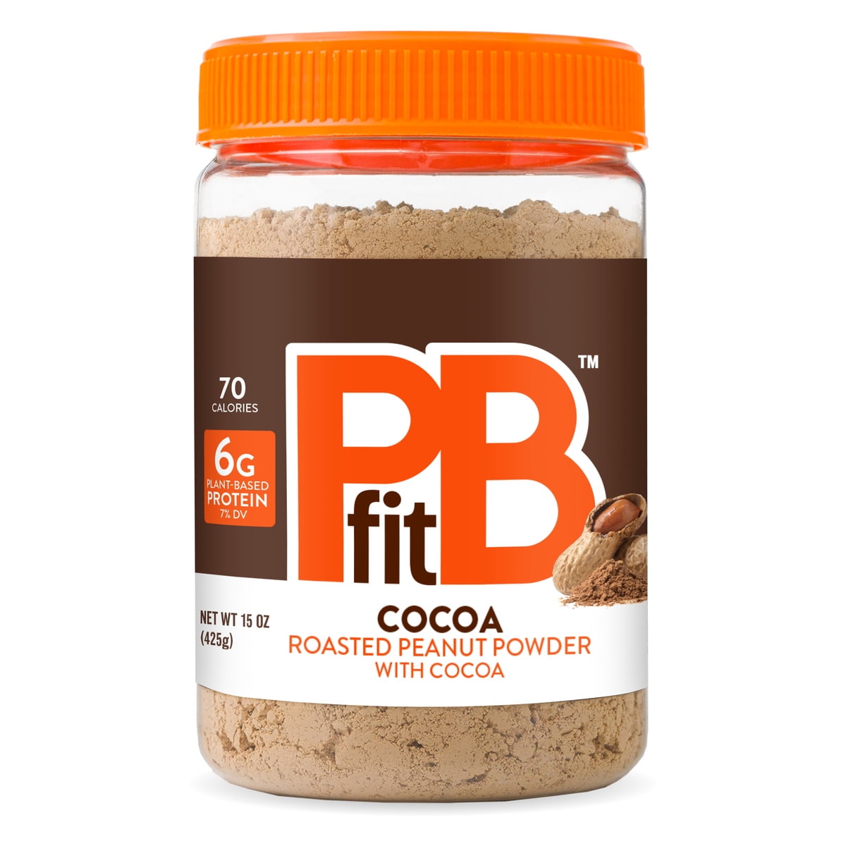 PBfit Peanut Butter Powder Chocolate Flavor, Cocoa Roasted Peanut Powder, 15 oz