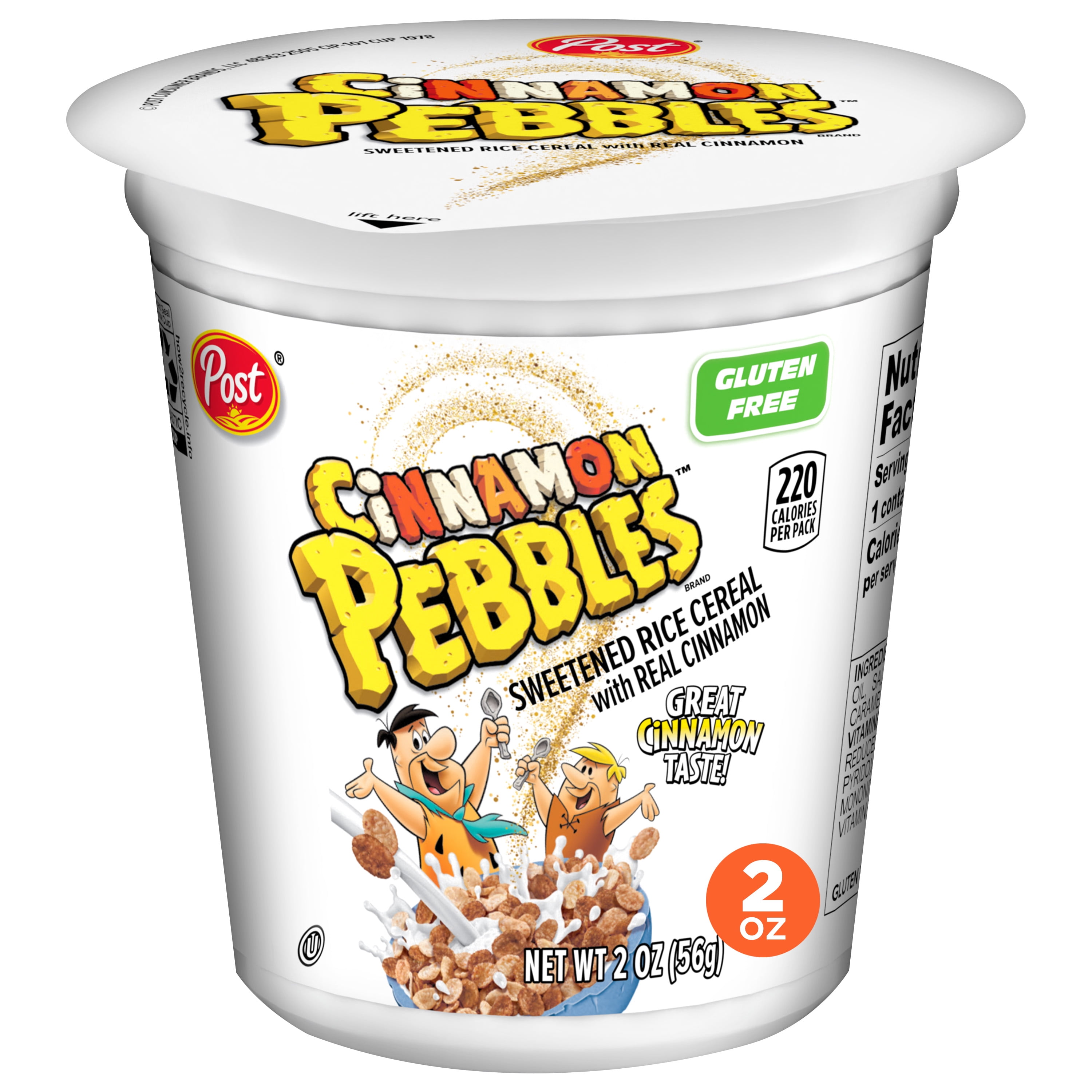 Cinnamon PEBBLES Gluten Free Breakfast Cereal, 2 oz Cup, 12 Pack