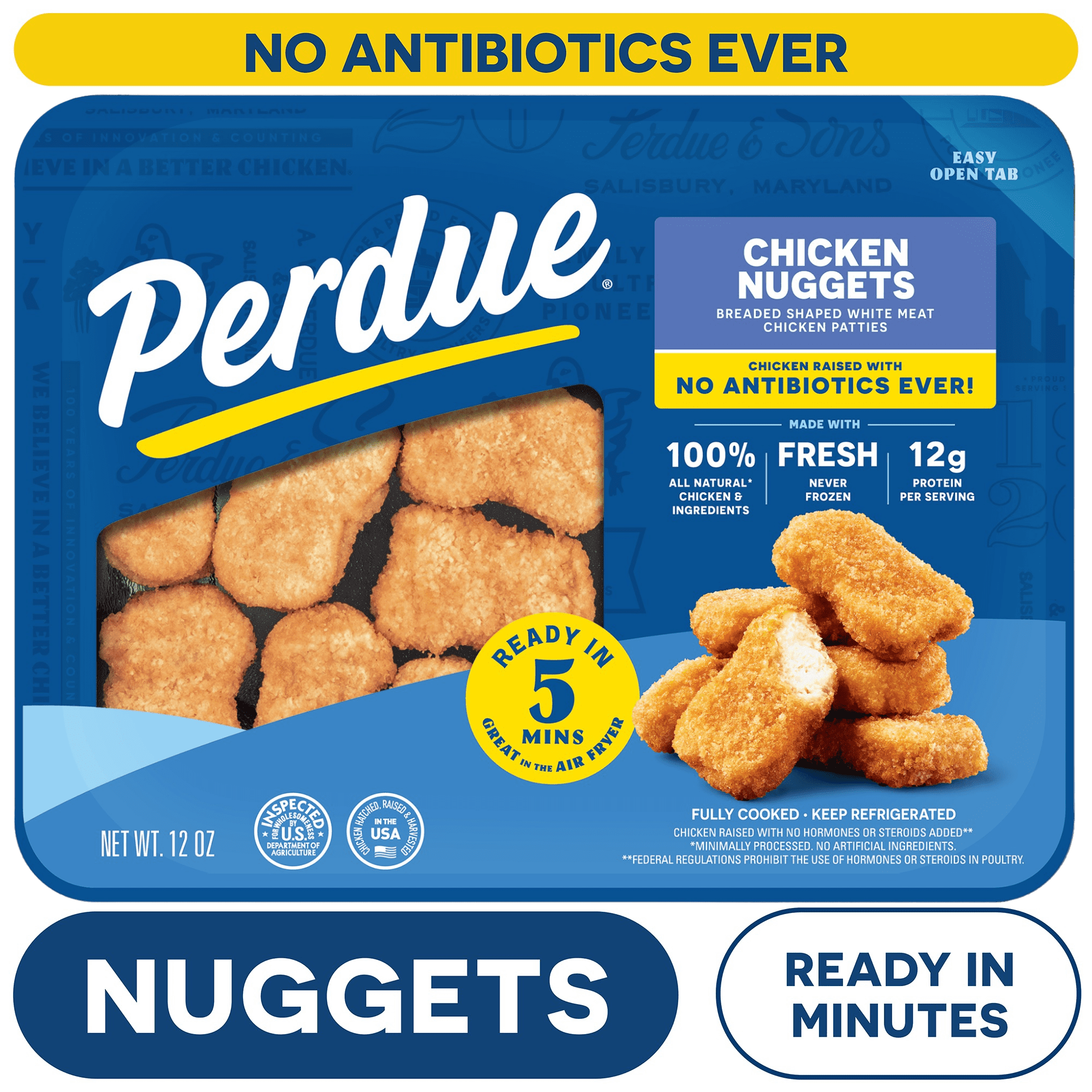 PERDUE Refrigerated Breaded Chicken Breast Nugget Pieces, 12 oz. Tray