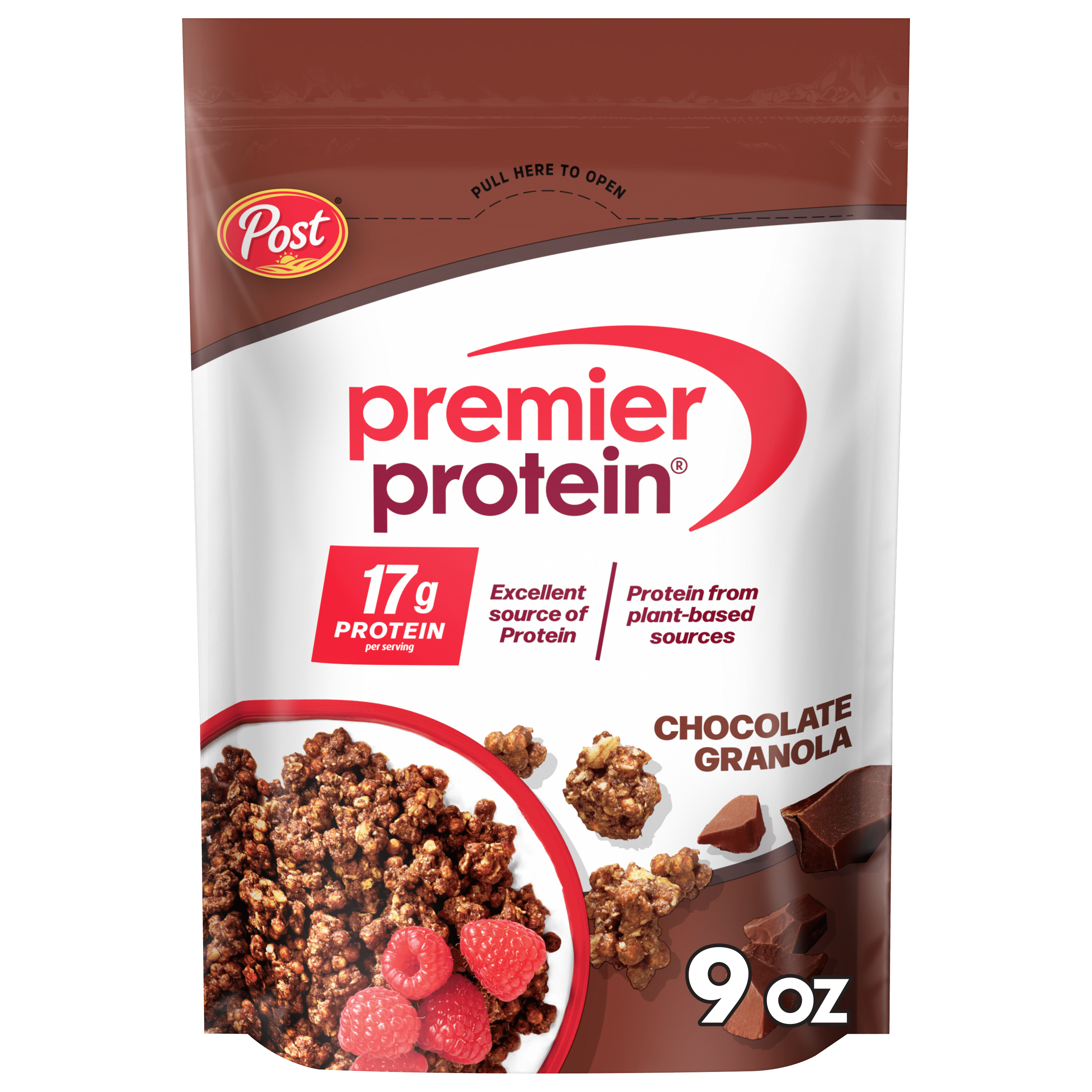 Premier Protein Granola, Chocolate Flavored Crunchy Clusters, 9 oz Resealable Bag