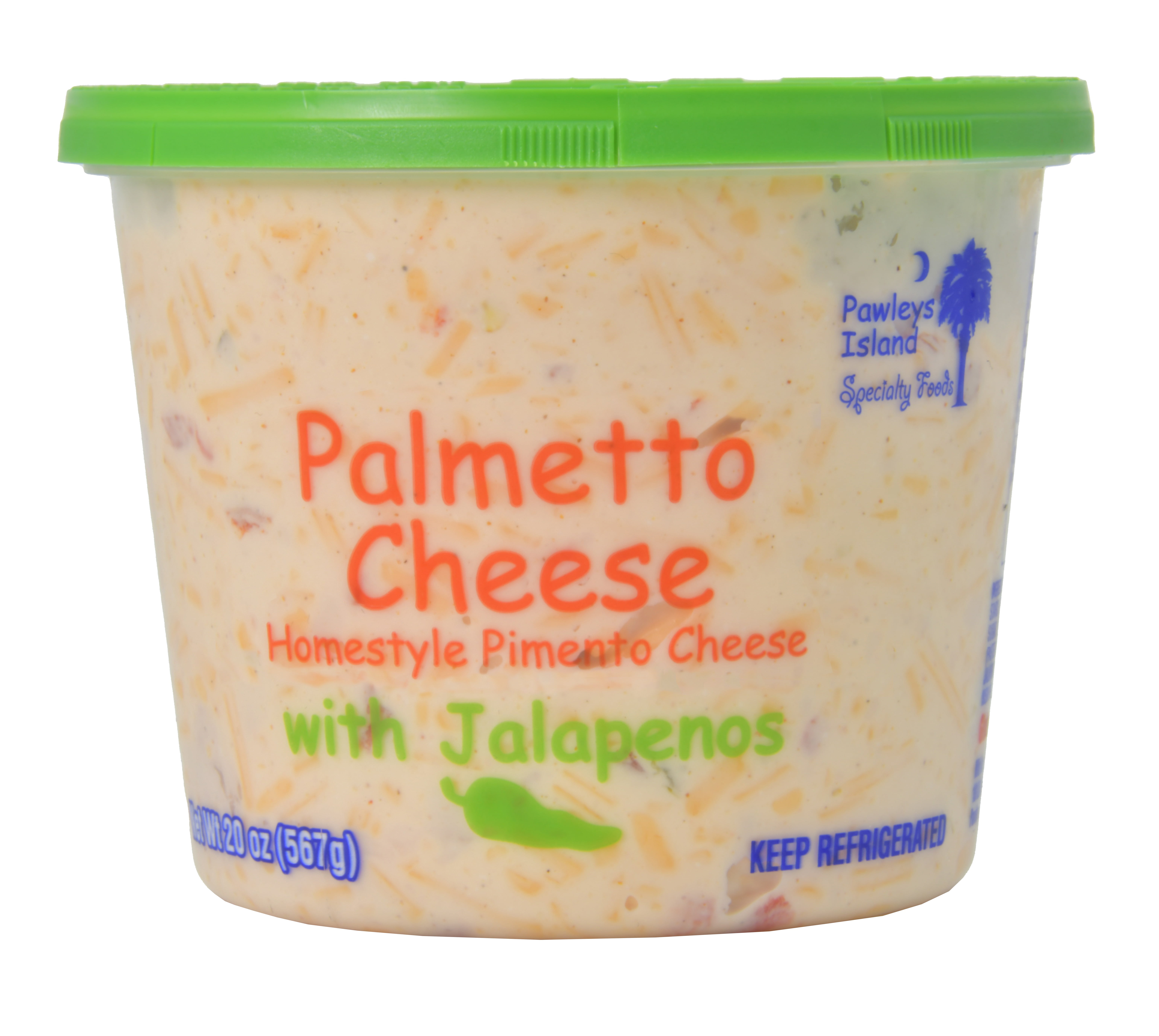 Palmetto Cheese, Pimento Cheese Dip & Spread with Jalapenos, 20 oz. Refrigerated, Spreadable, Re-Sealable Plastic Tub.