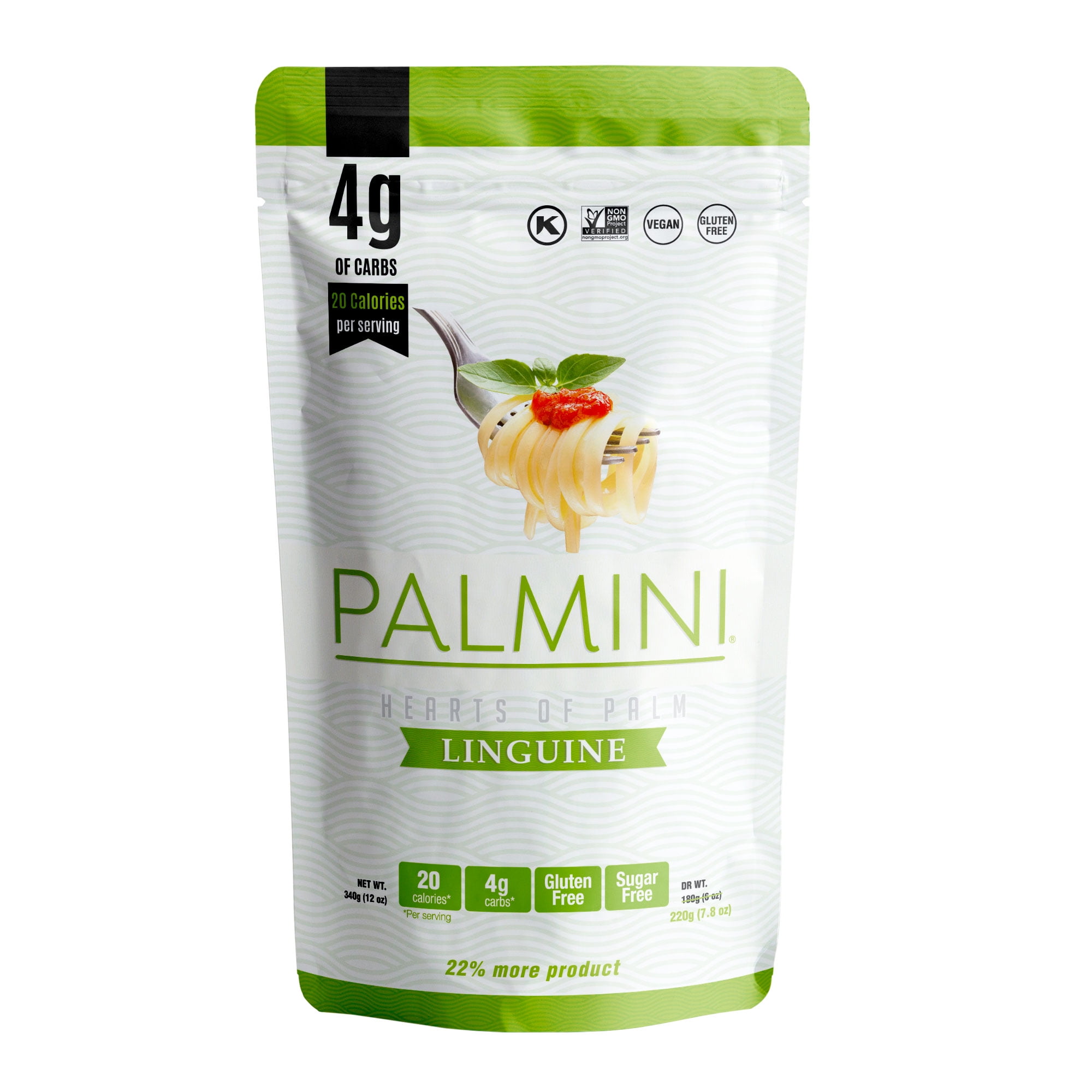 Palmini Linguine Pasta from Hearts of Palm, 12 oz – Non-GMO, Vegan, Sugar Free, Gluten Free, Kosher – Shelf-Stable Single Pouch