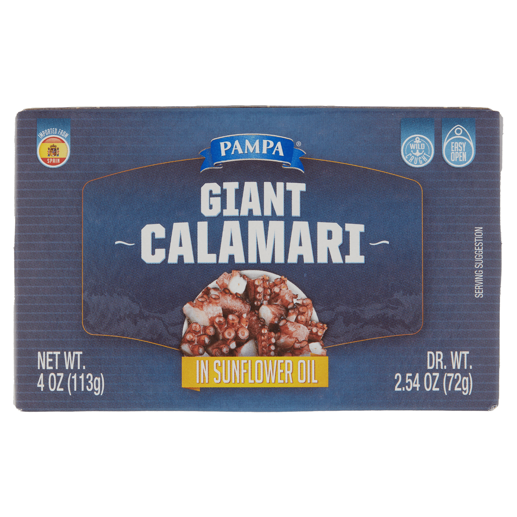 Pampa Giant Calamari in Sunflower Oil, 4 oz Box