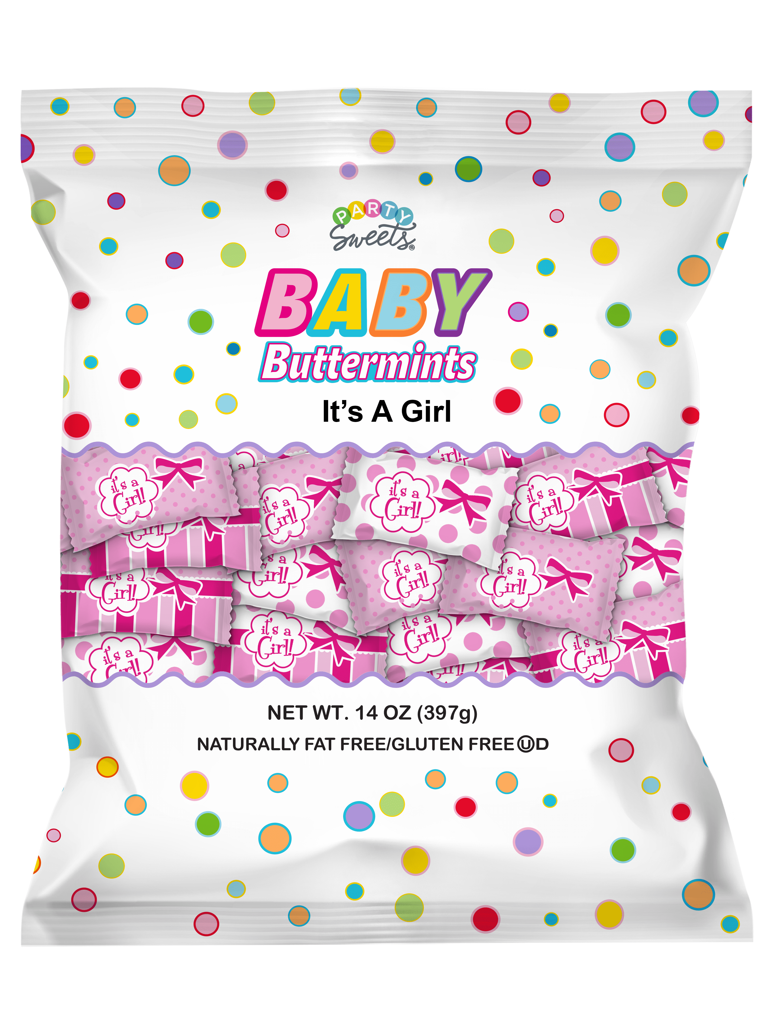 Party Sweets It's A Girl Buttermints, 14 oz, Gluten & Fat Free Baby Shower Candy