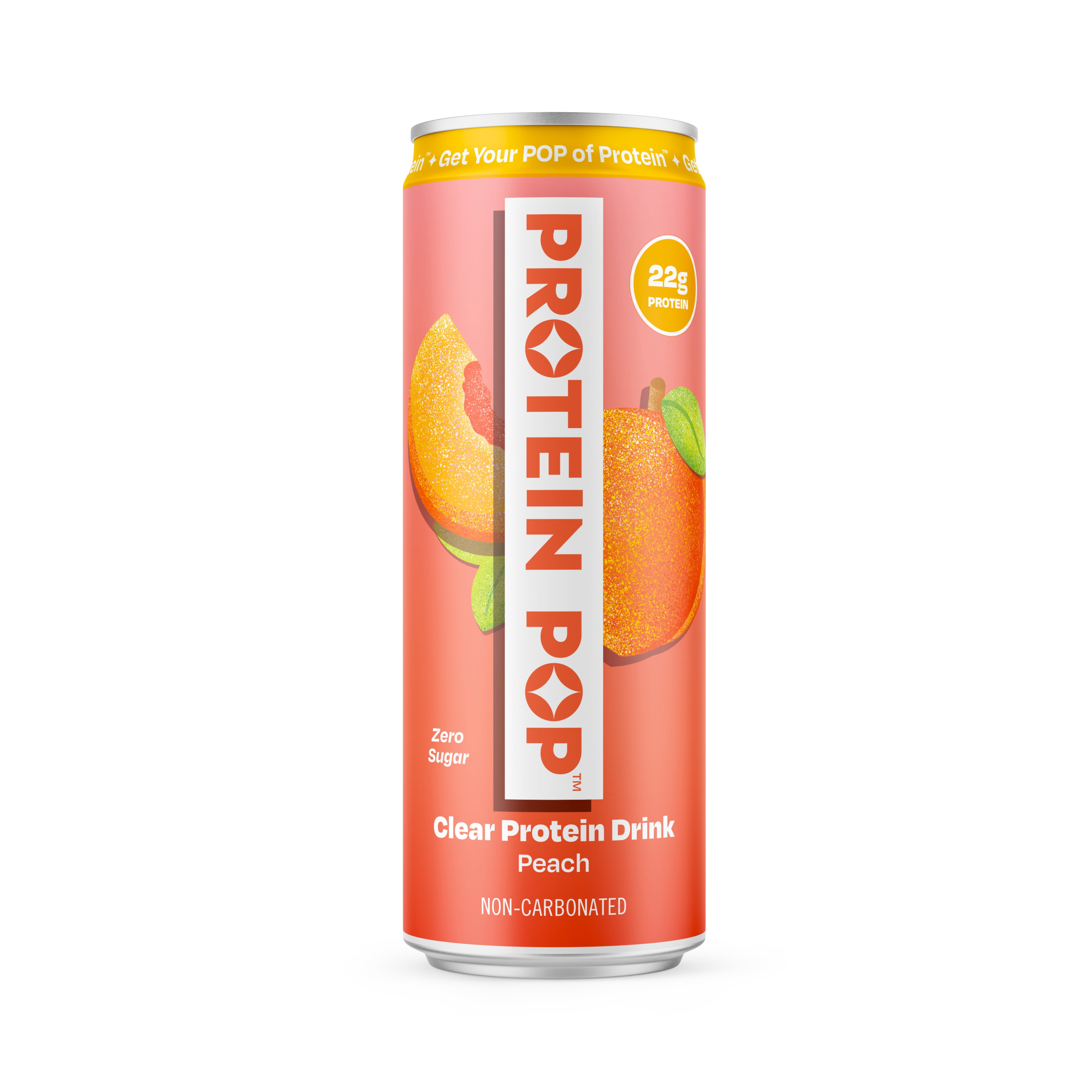 Protein Pop Peach Clear Protein Drink 12 oz