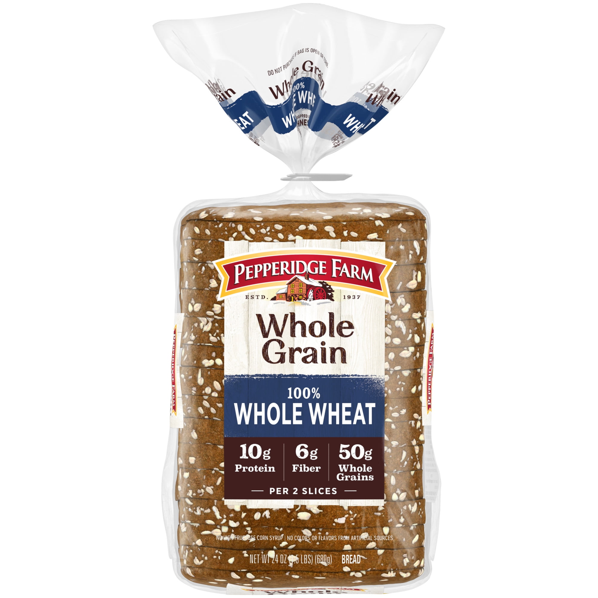Pepperidge Farm Whole Grain 100% Whole Wheat Bread, 24 oz Loaf