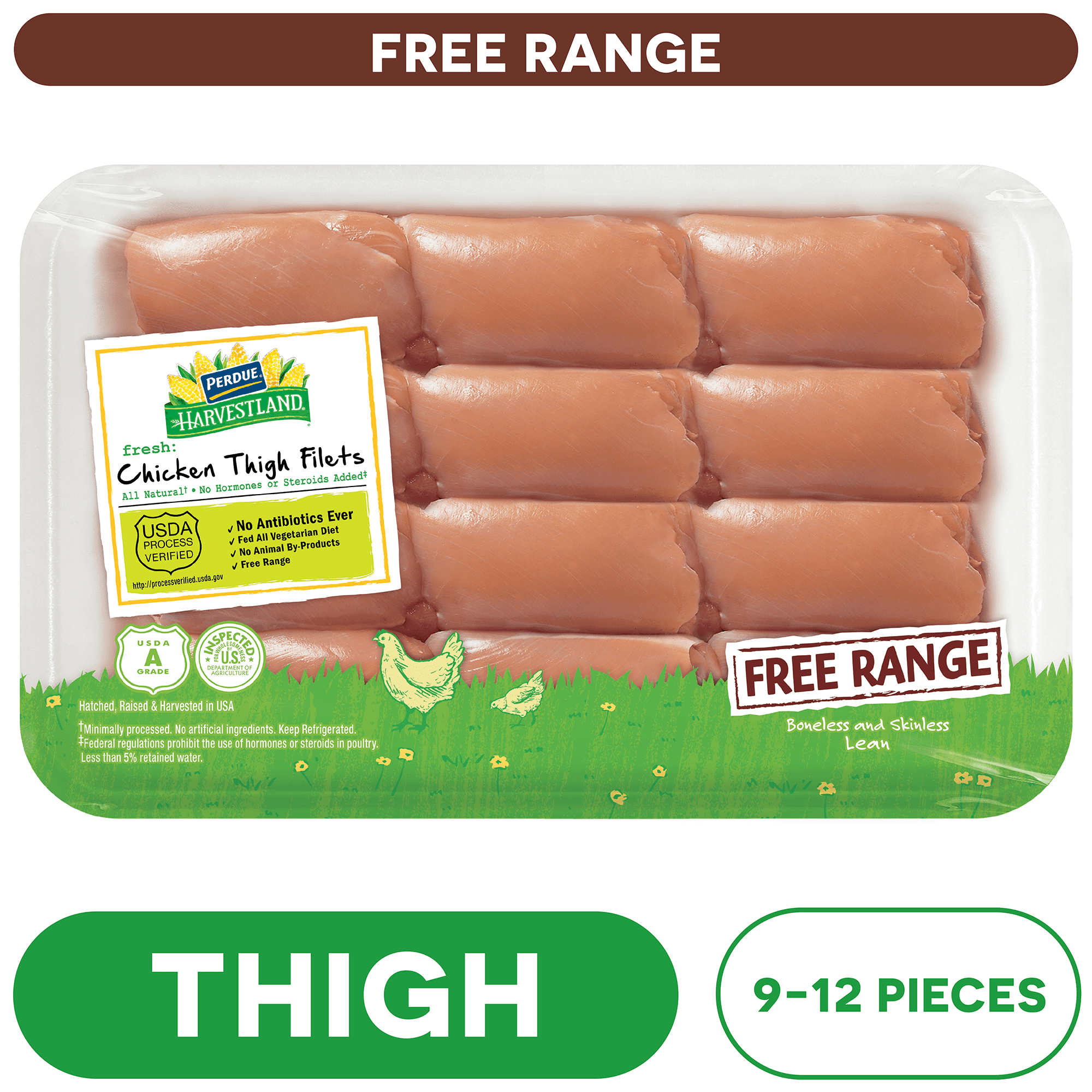 Perdue Harvestland, Free Range, Fresh Boneless Chicken Thigh, 1.7-4 lb. Tray
