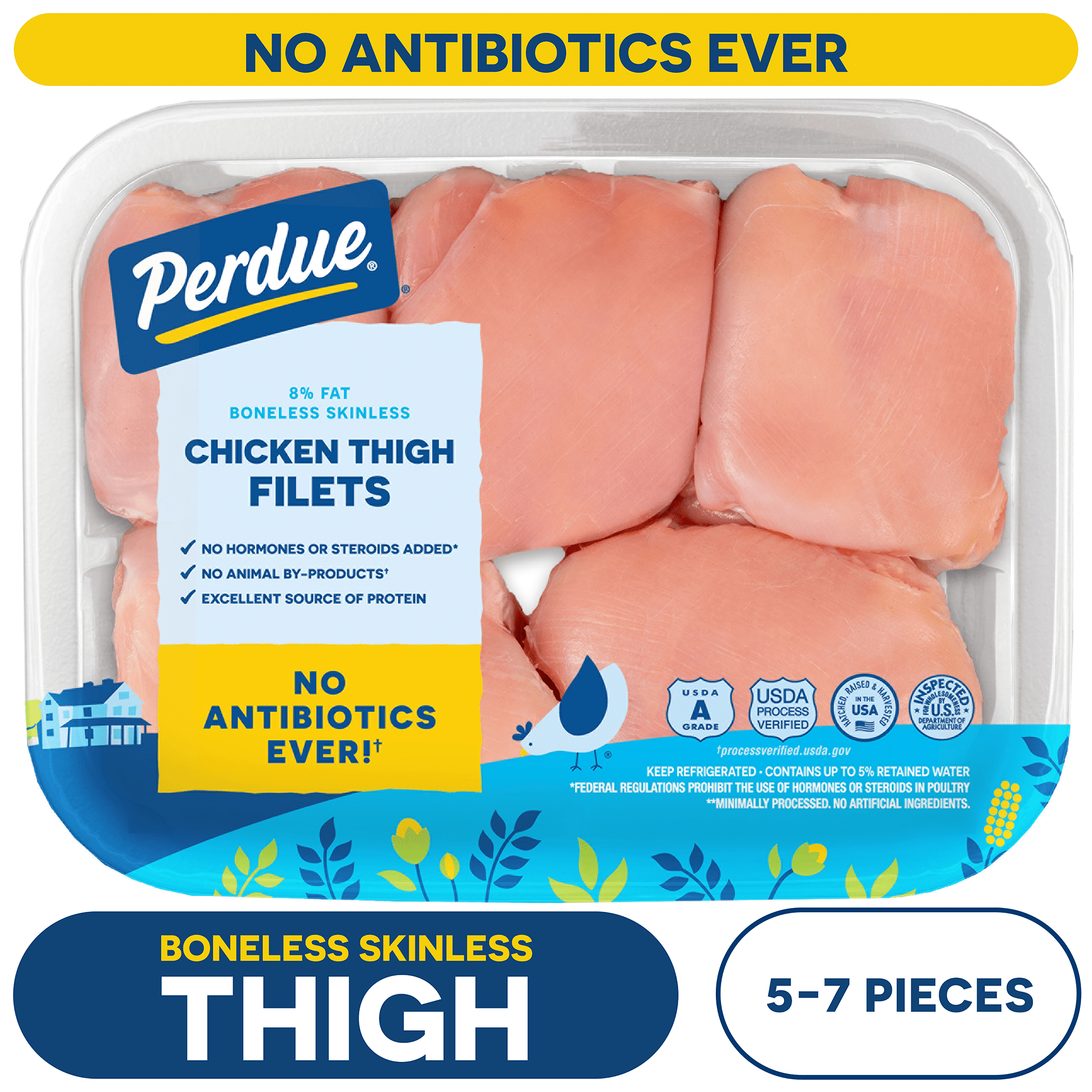 Perdue, No Antibiotics Ever, Fresh Boneless Skinless Chicken Thighs, 1-2.8 lbs.