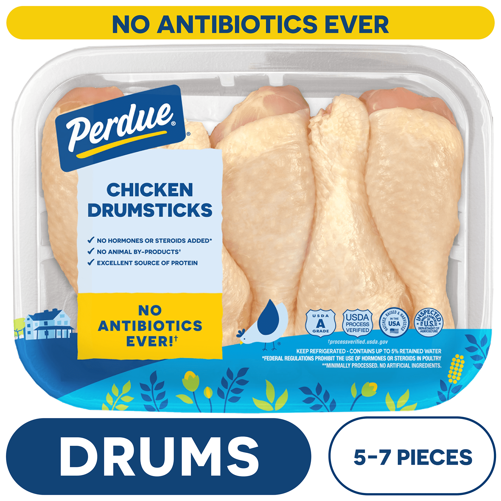 Perdue, No Antibiotics Ever, Fresh Chicken Drumsticks, 1.20-3.00 lb Tray