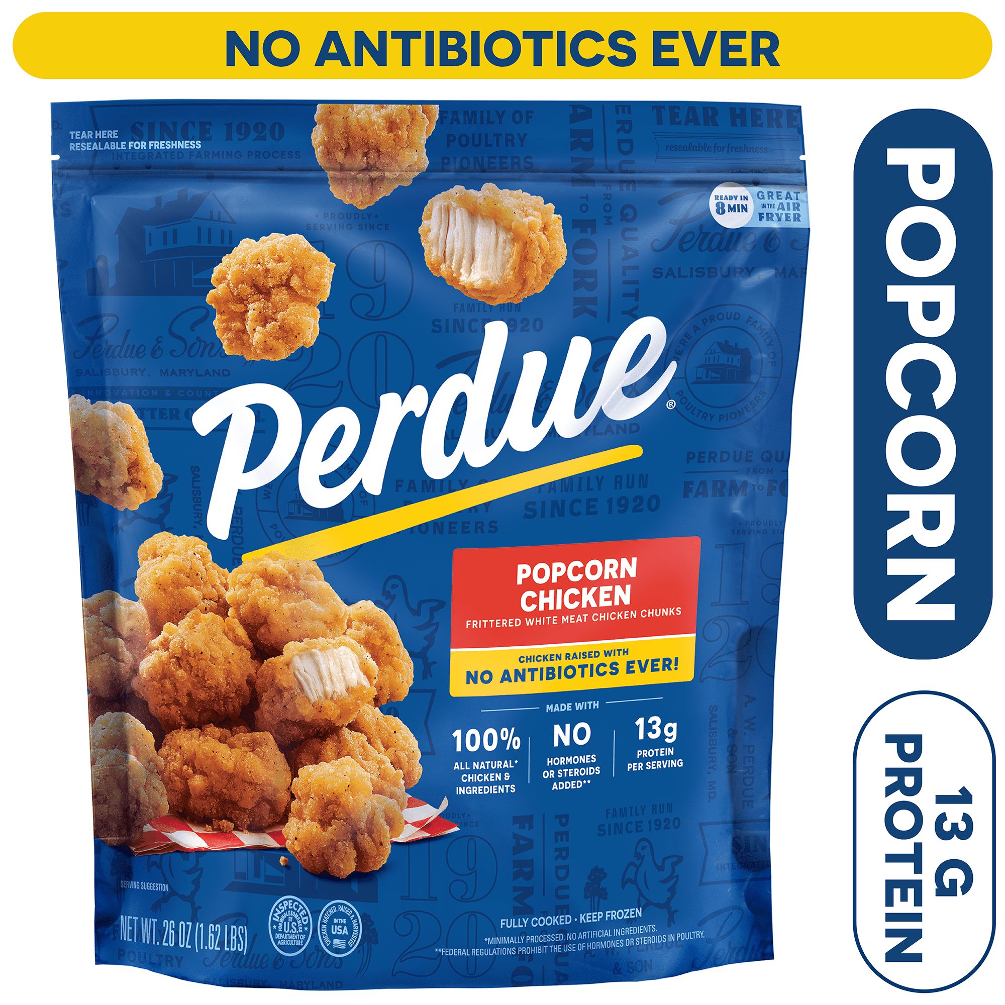 Perdue, No Antibiotics Ever, Frozen Breaded Popcorn Chicken Breast Chunks, 26 oz.