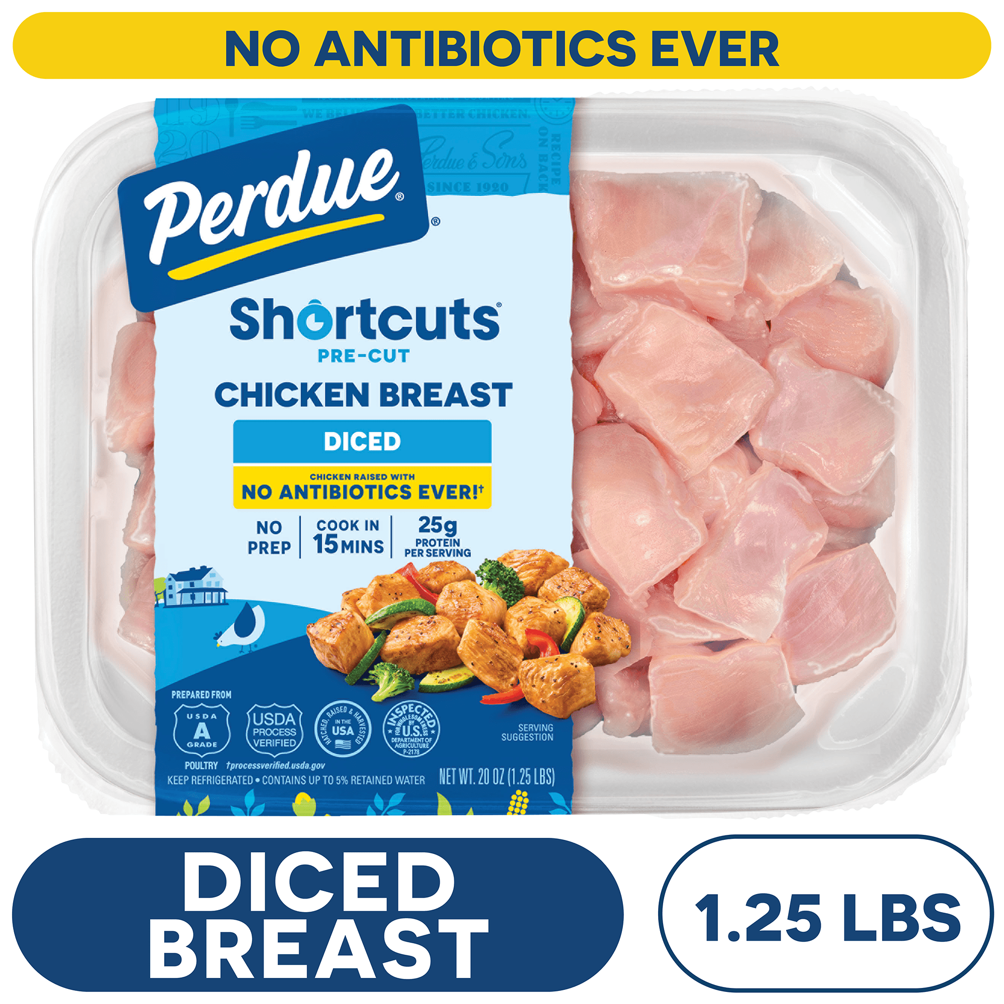 Perdue Shortcuts Pre-Cut Diced Chicken Breast , 1.25 lbs