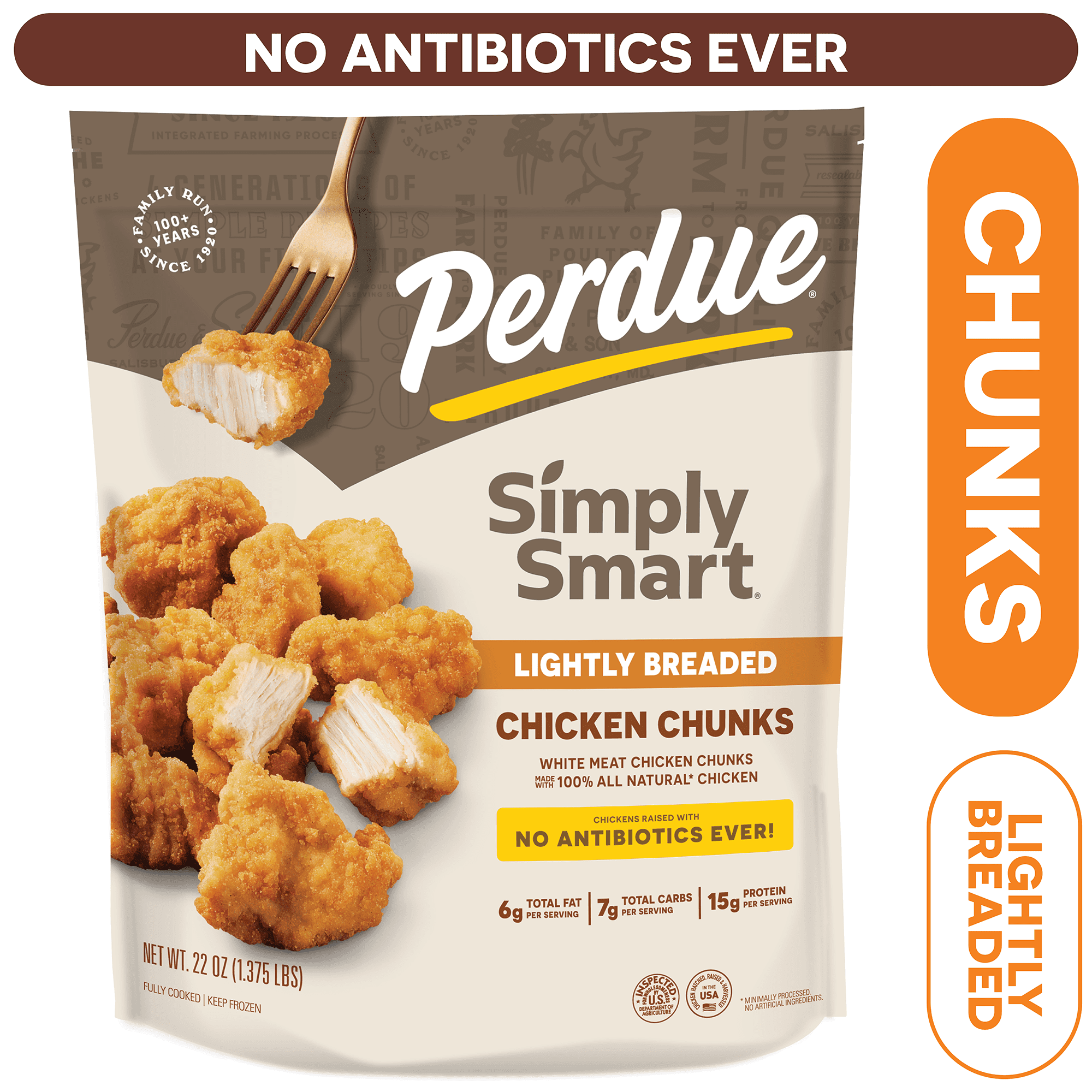 Perdue Simply Smart No Antibiotics Ever, Frozen Breaded Chicken Chunks, 22 oz
