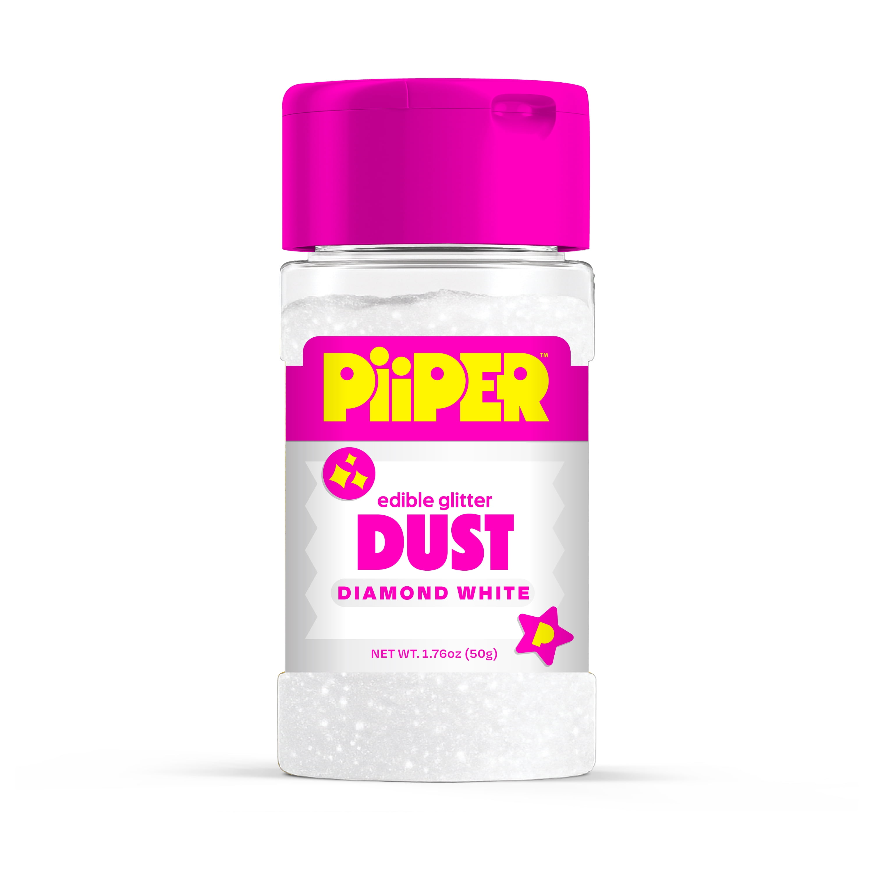 Piiper Edible Dust Diamond White, Edible glitter dust, Shake to apply, for desserts, drinks & treats