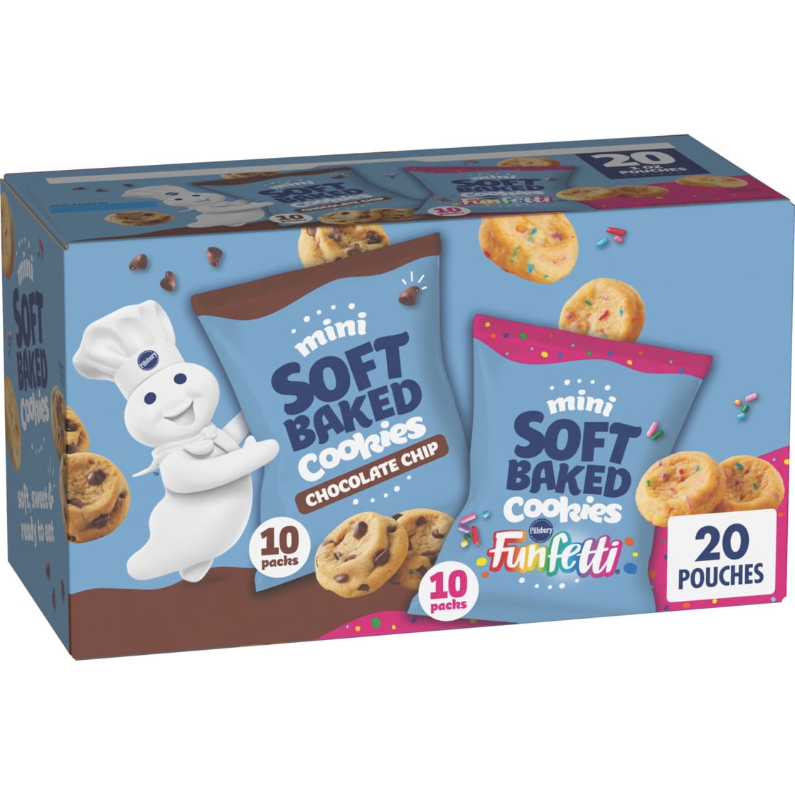 Pillsbury Chocolate Chip and Funfetti Mini Soft Baked Cookies (20 Pouches)