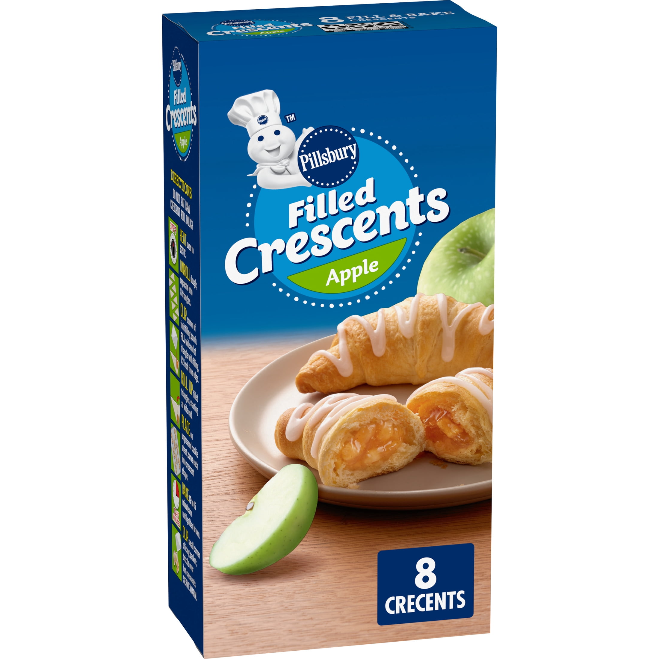 Pillsbury Apple Filled Crescents, Dough Filling & Icing Included, 8 Rolls, 13.51 oz