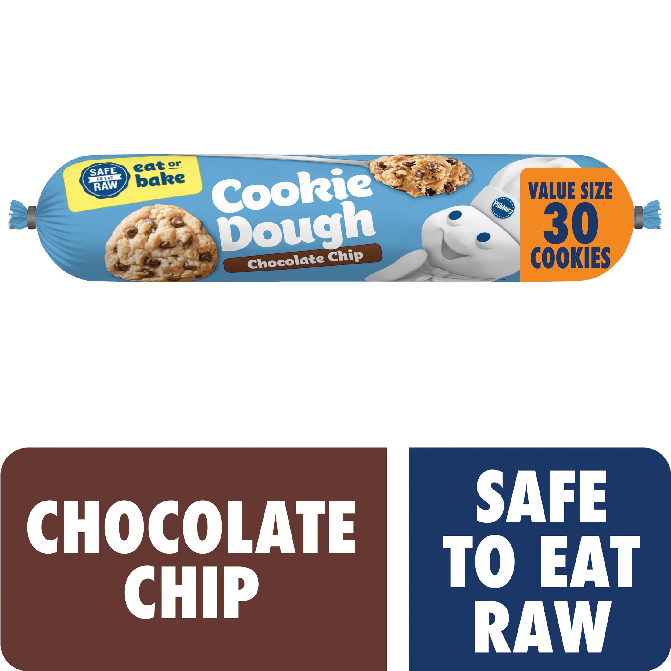 Pillsbury Ready to Eat or Bake Cookie Dough - Chocolate Chip, Value Size, 30 oz