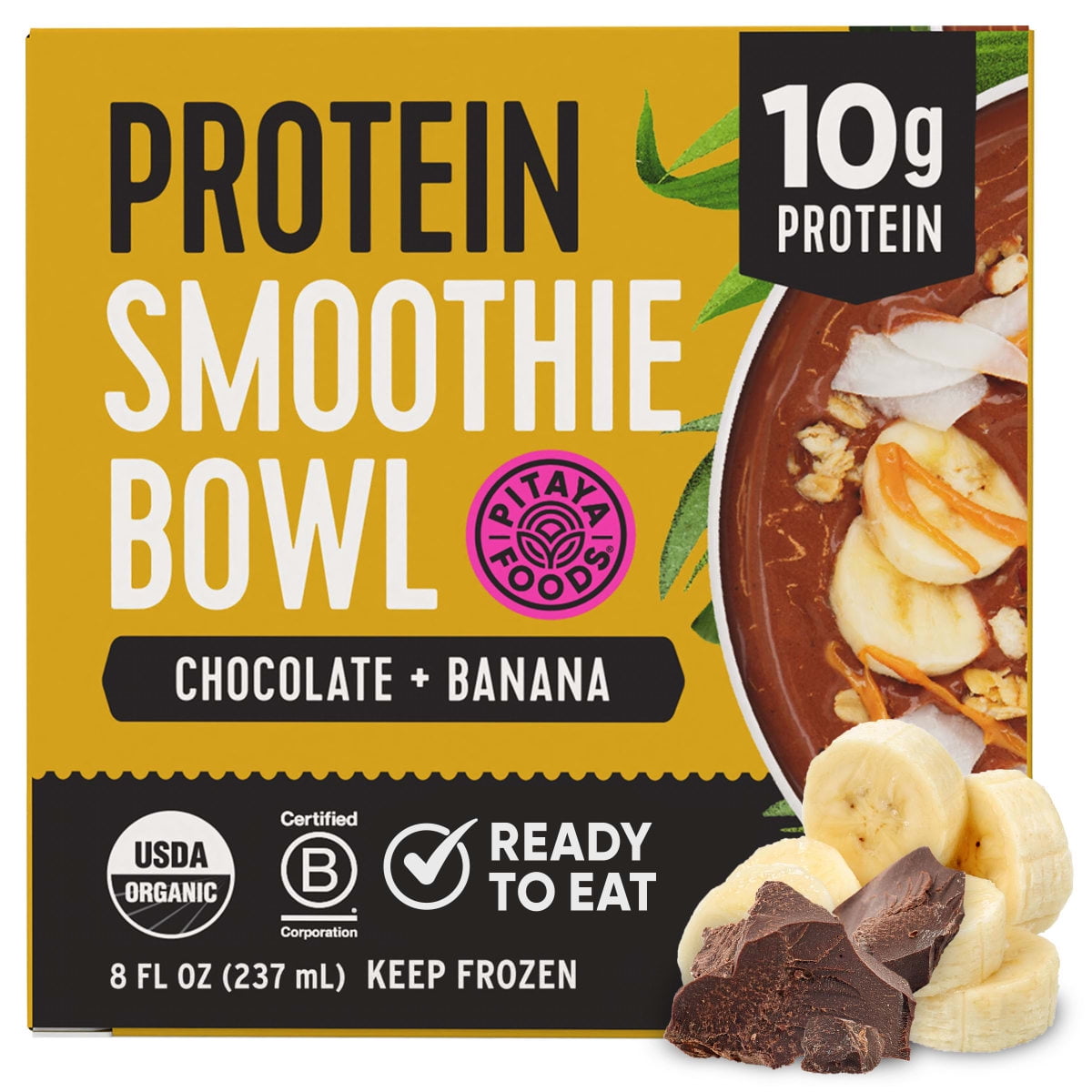Pitaya Foods Chocolate and Banana Protein Smoothie Bowl, 8 fl oz