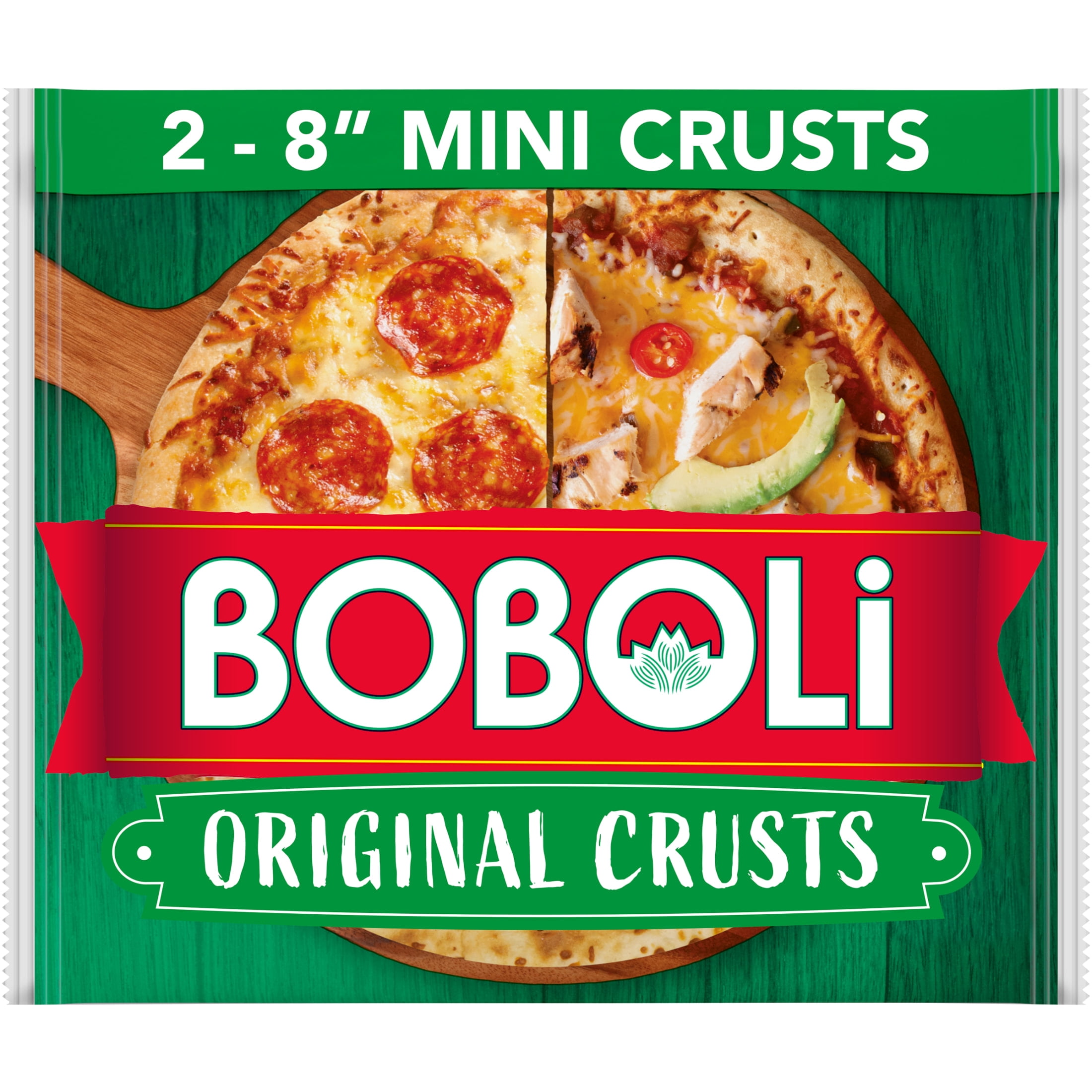 Boboli 8" Original Mini Pizza Crusts, 2 packs, Ready-made Plain Cooked Pizza Dough, 9 oz Bag