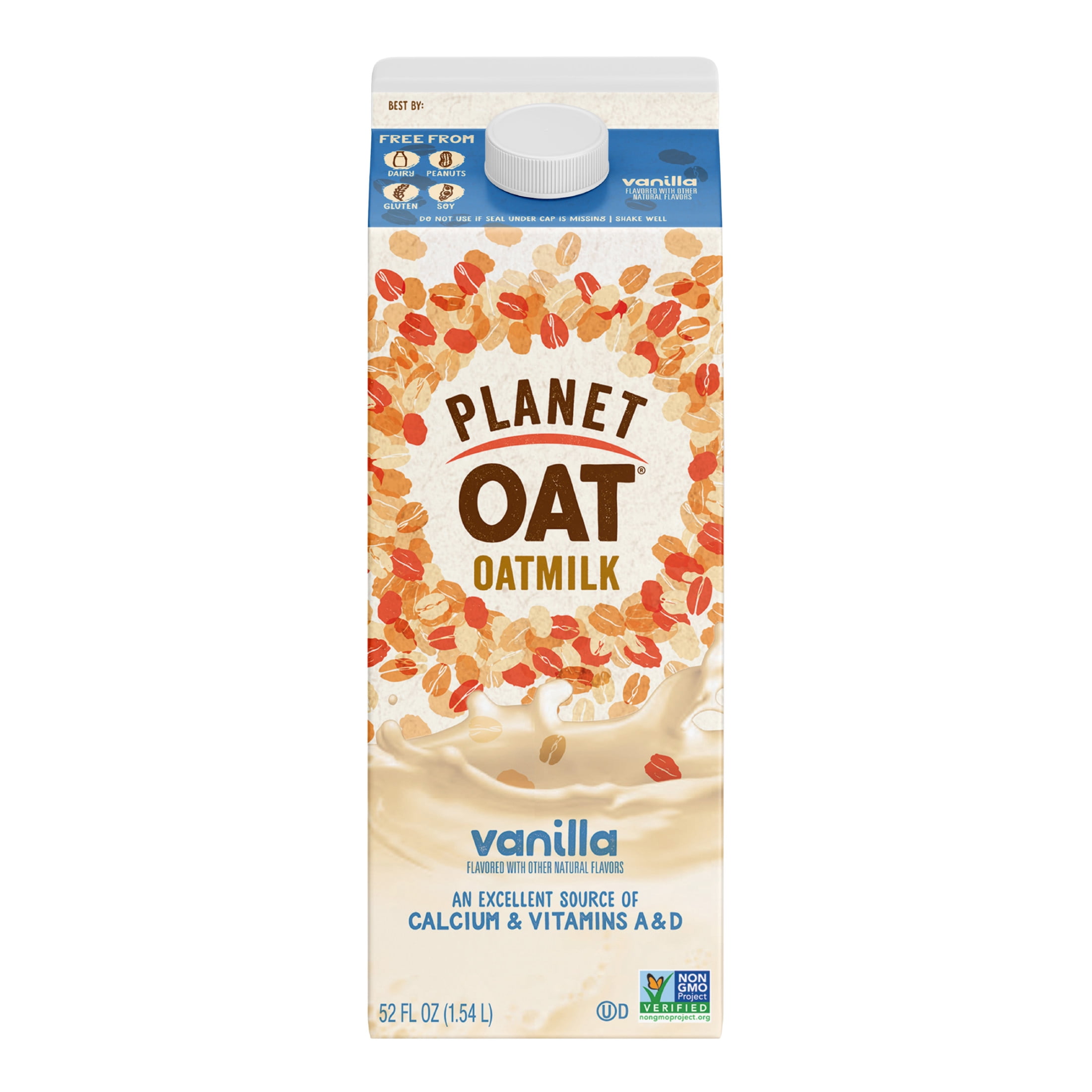 Planet Oat, Vanilla Flavored Oat Milk, 52 oz, Refrigerated, Cardboard Carton