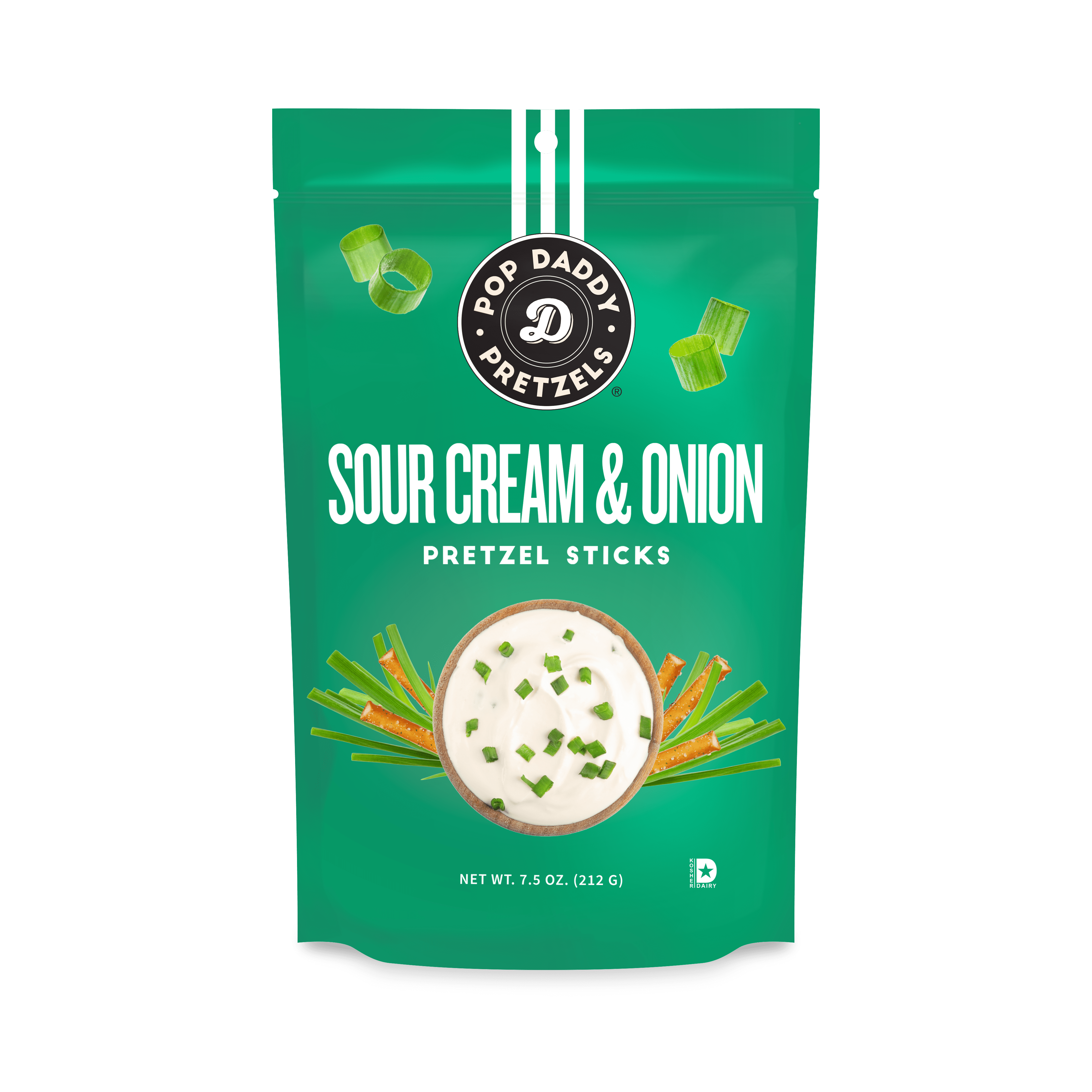 Pop Daddy Sour Cream & Onion Pretzels - Family Owned, Kosher, Contains Milk, Soy, Wheat