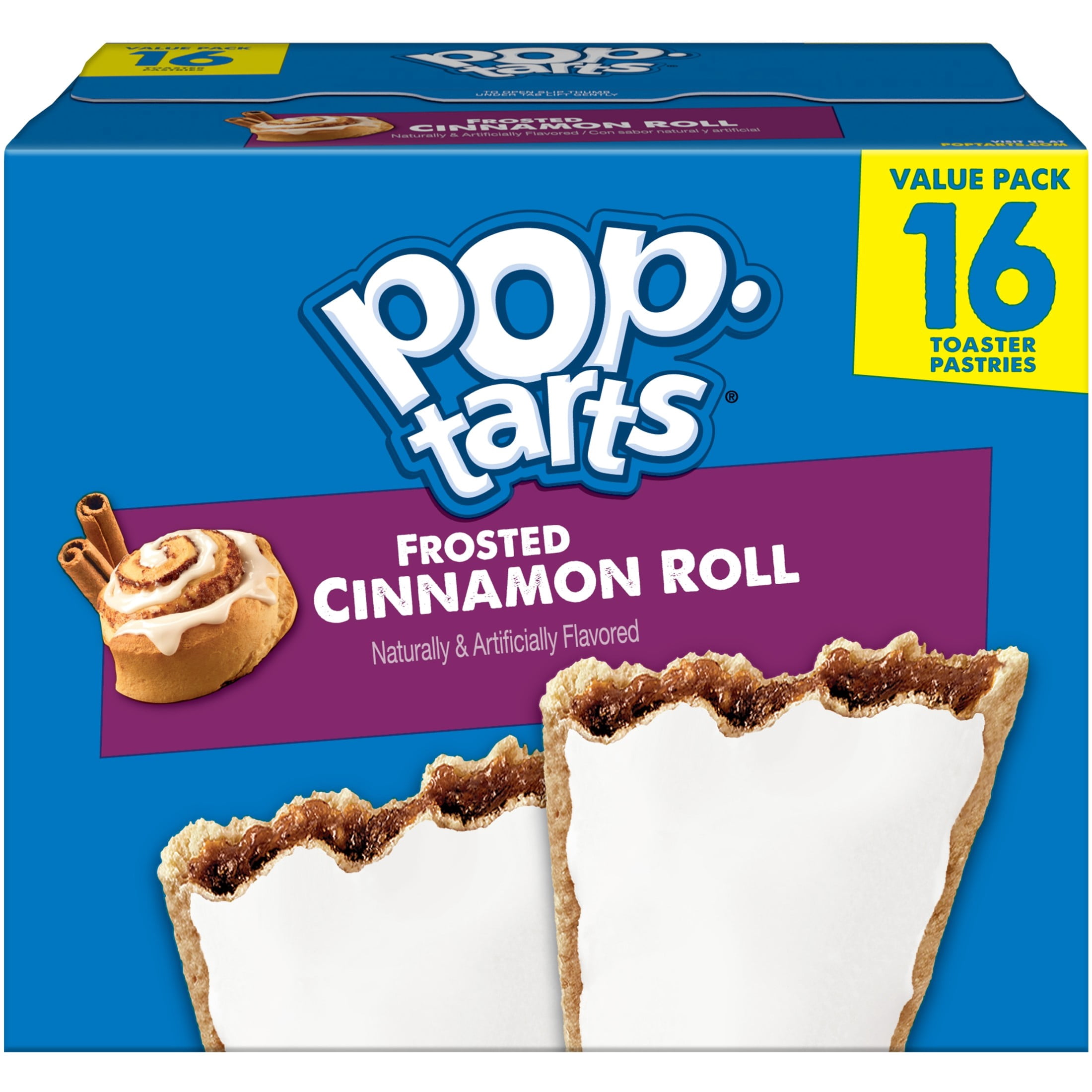 Pop-Tarts Frosted Cinnamon Roll Toaster Pastries, Breakfast Foods, Shelf-Stable, 27 oz (16 Count)
