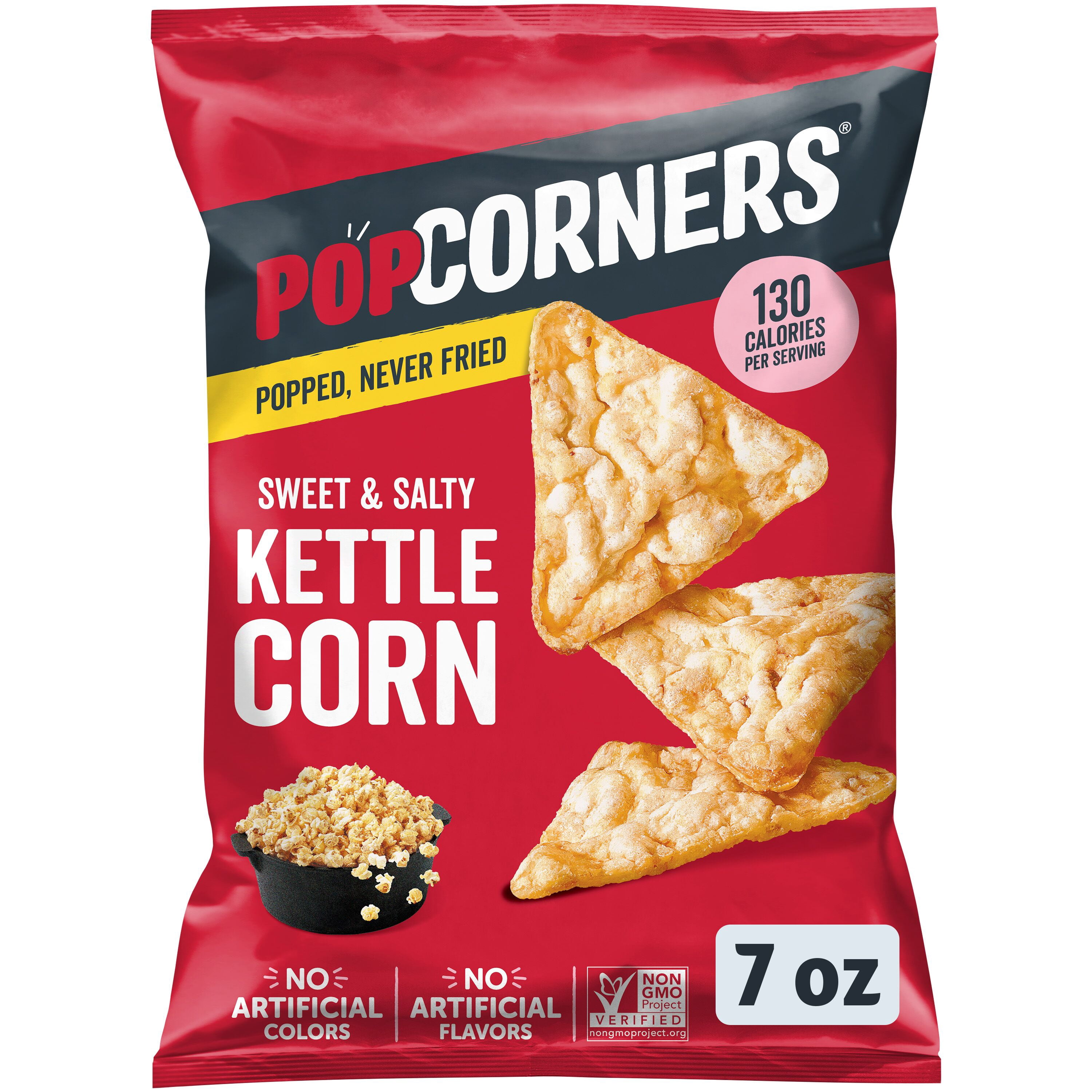 PopCorners No Artificial Colors or Flavors Kettle Corn Popped Corn Chips Bag, 7 oz