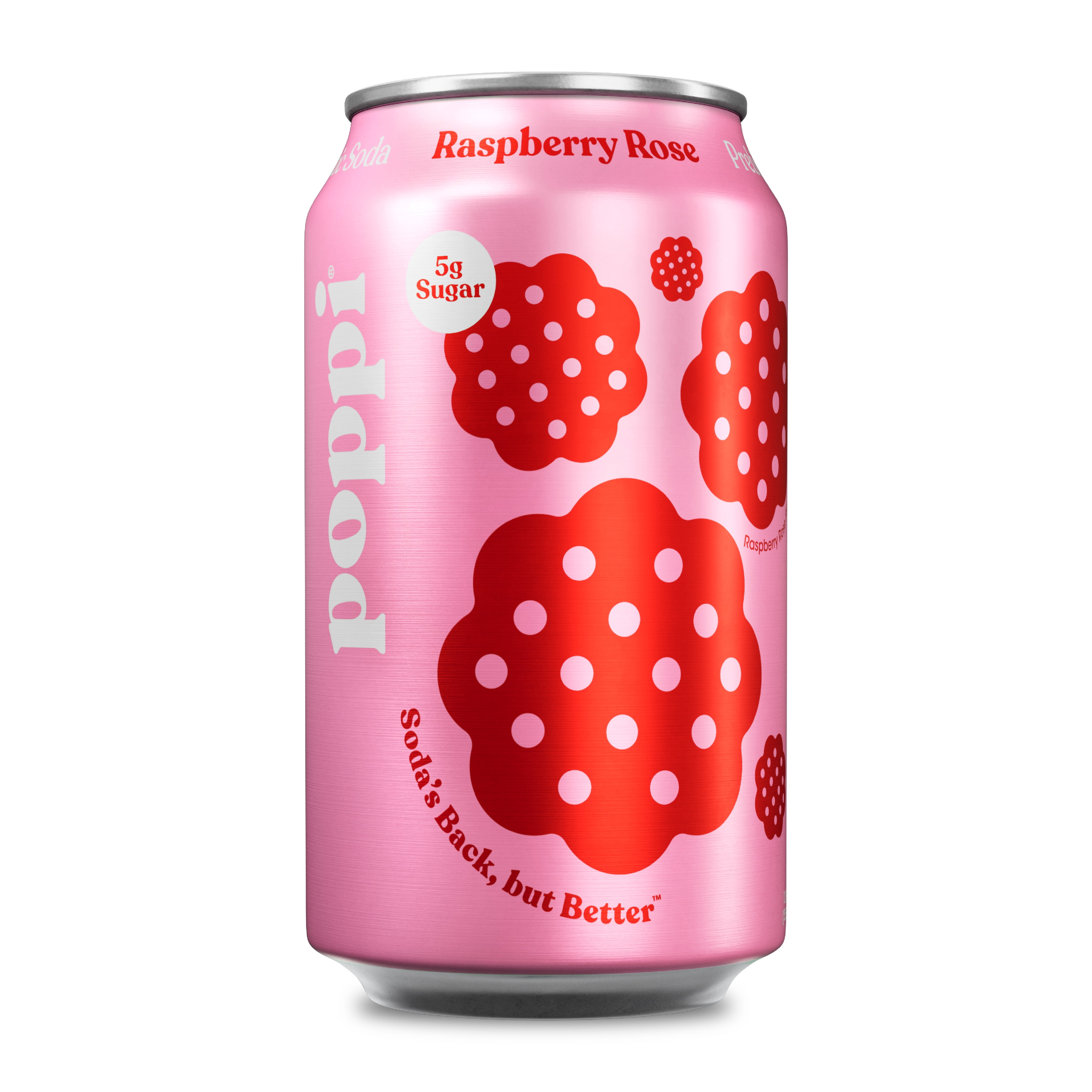 poppi Raspberry Rose Prebiotic Soda, 12 fl oz, 1 Pack Can
