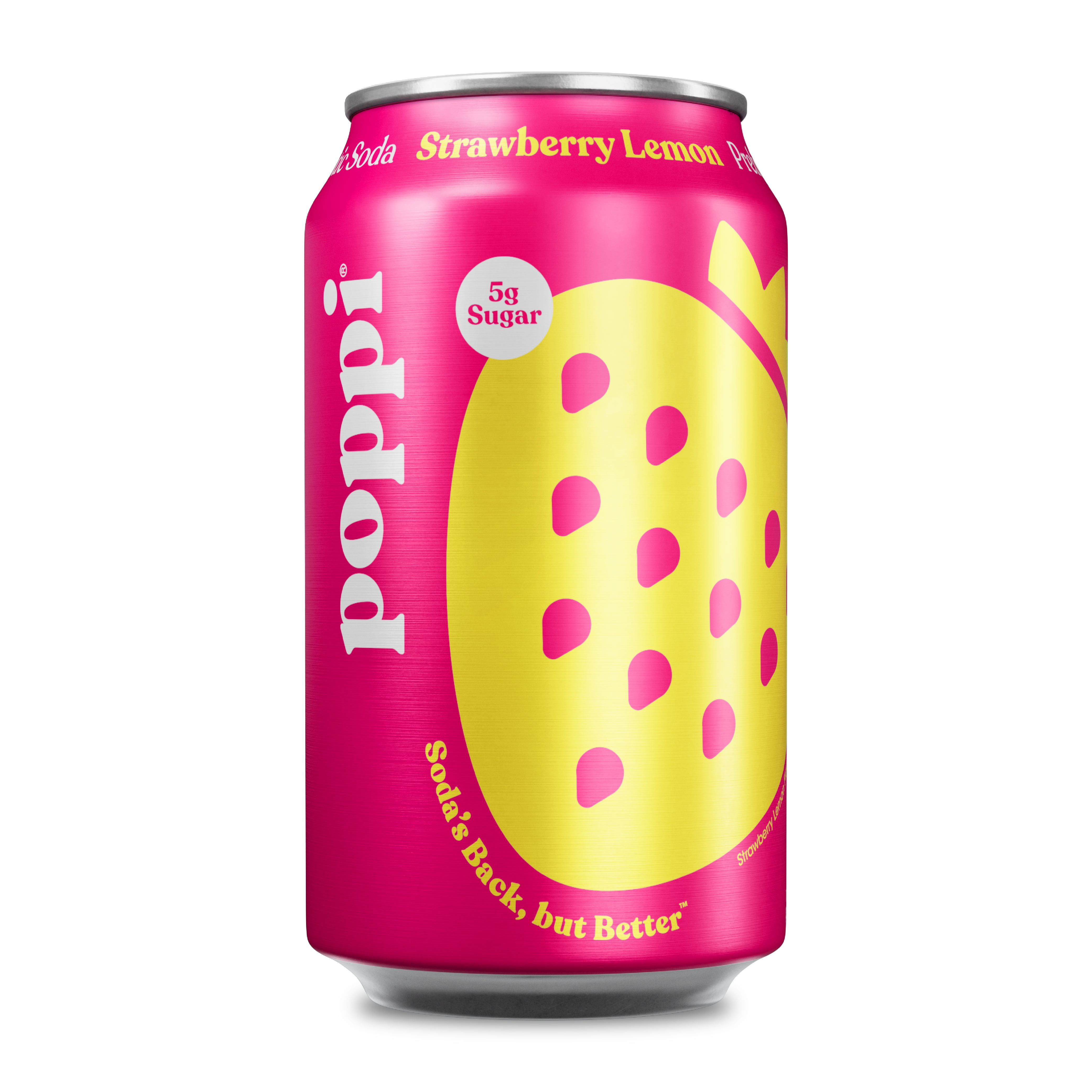 poppi Strawberry Lemon Prebiotic Soda, 12 fl oz, 1 Pack Can