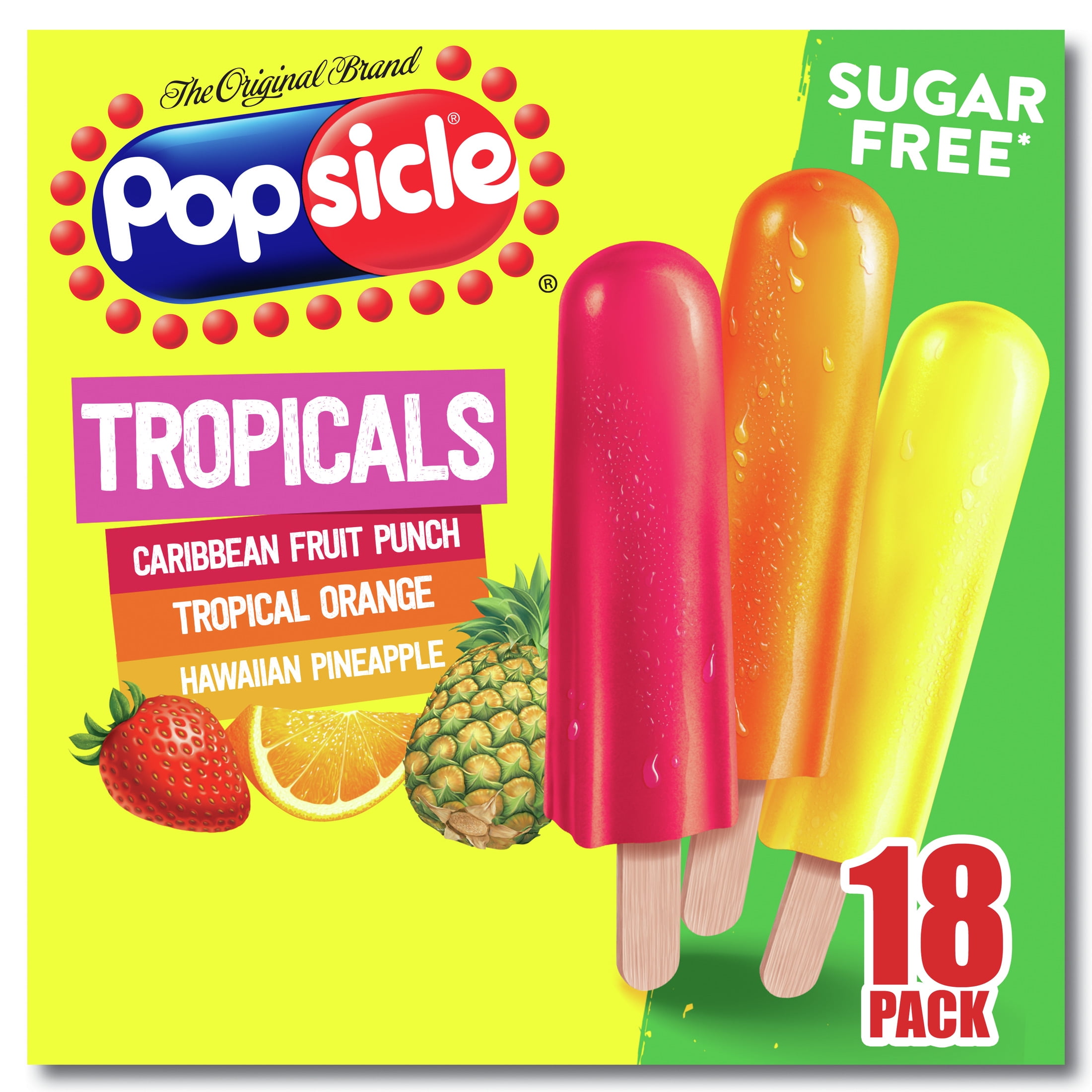 Popsicle Sugar Free Tropicals Ice Pops Variety Pack, 18 ct