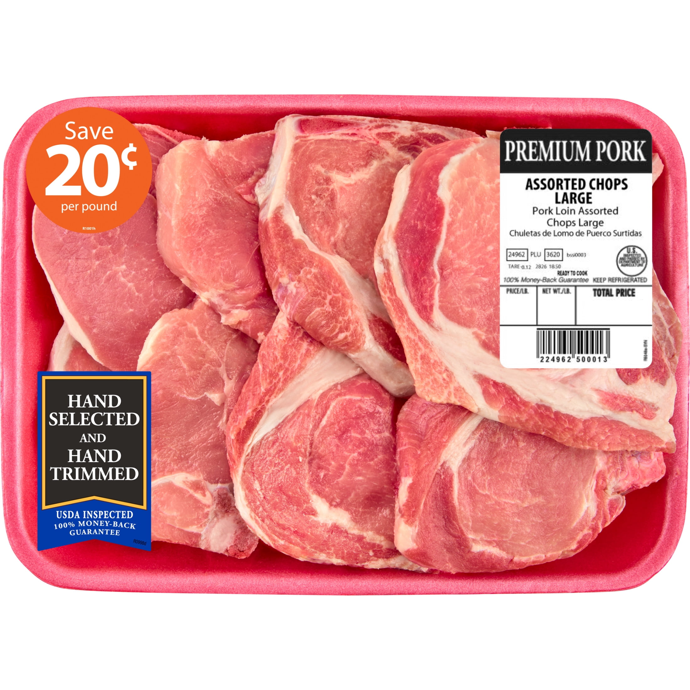 Pork Assorted Loin Chops, Bone-In, 8 count, 3.99 - 6.25 lb Tray