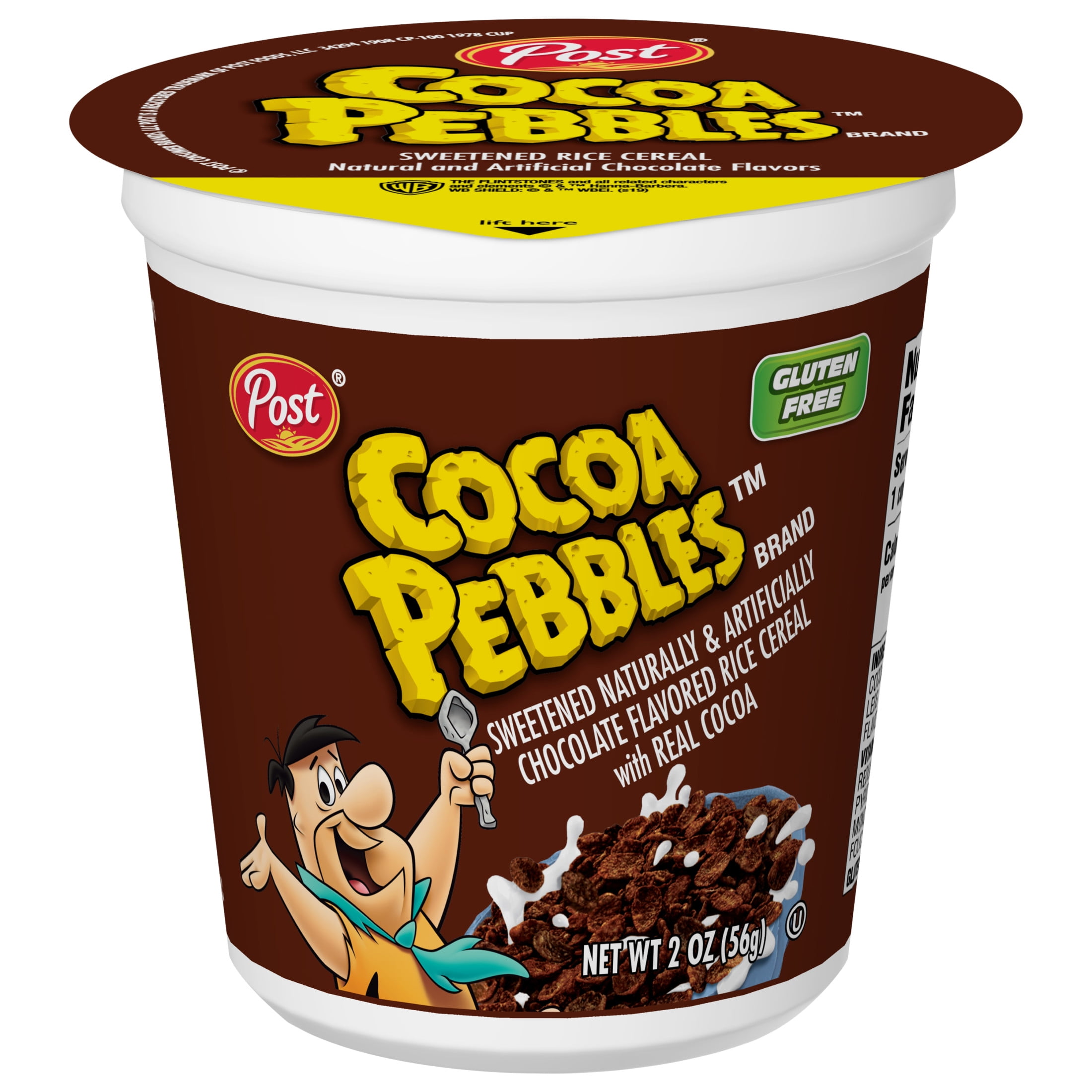 Cocoa PEBBLES Chocolate Gluten Free Breakfast Cereal, 2 oz Cup