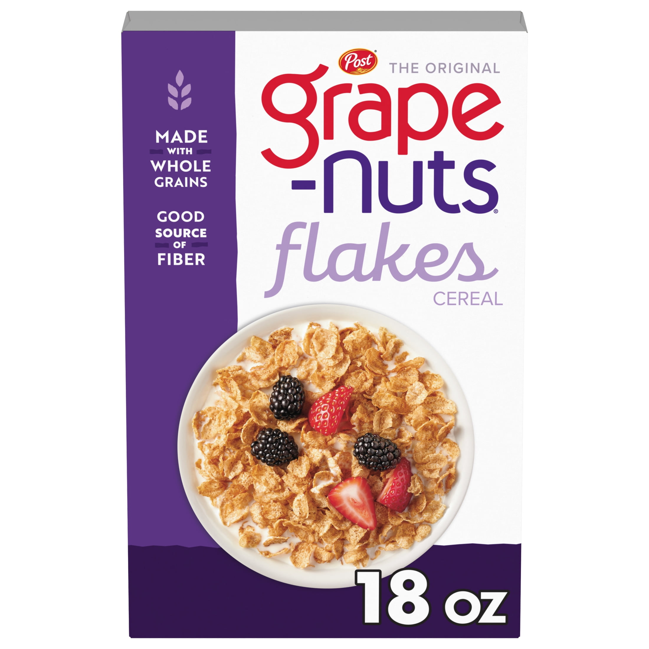 Post Grape Nuts Flakes Cereal, Low Fat, Whole Grain Wheat & Barley, Crispy, 18 Oz Box