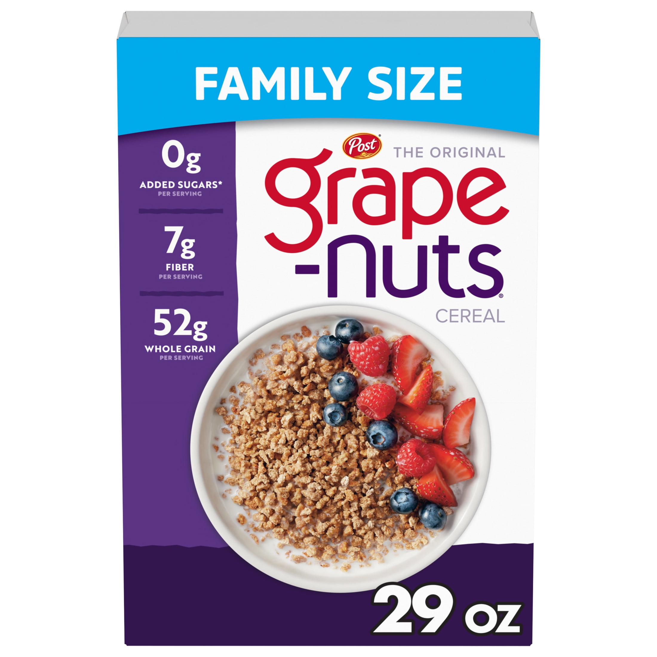 Post Grape-Nuts Cereal, Low Fat, High Fiber, Kosher, Whole Grain, Crunchy, 29 Oz Box