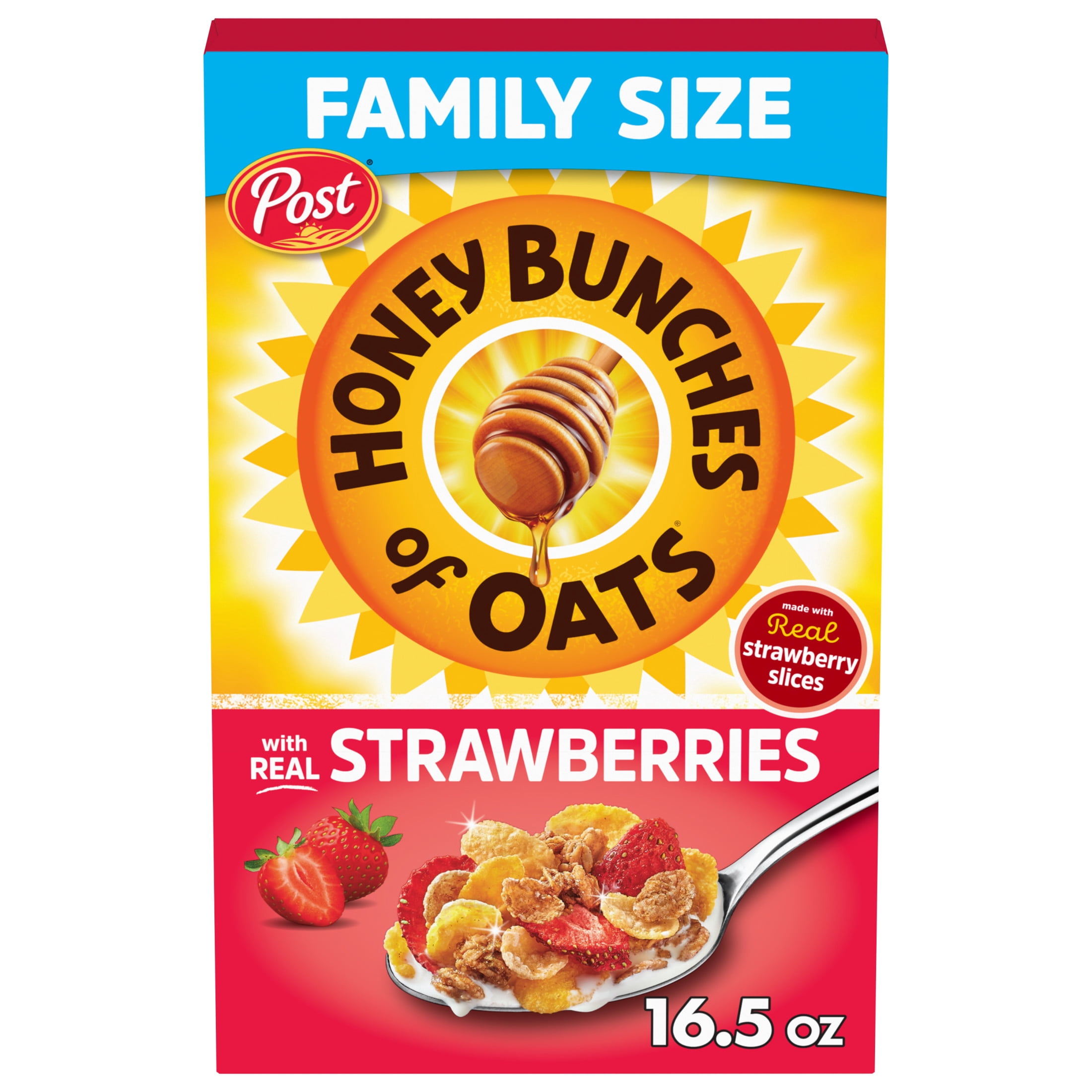 Honey Bunches of Oats with Real Strawberries, Breakfast Cereal 16.5 oz Box