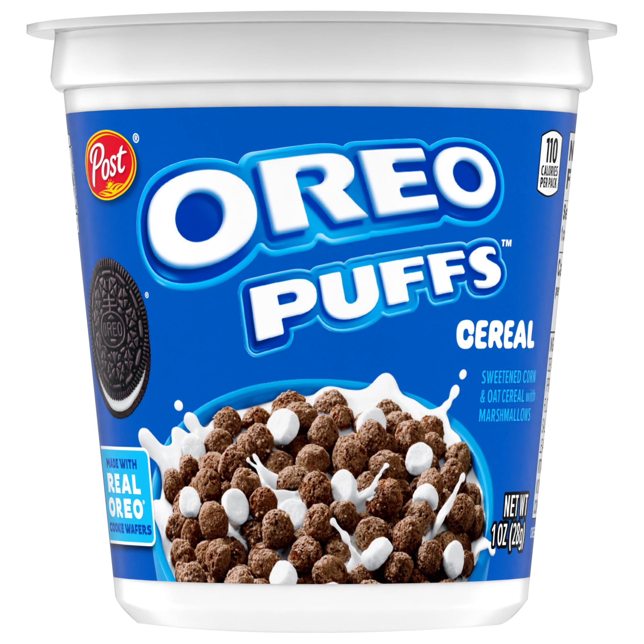 Post OREO PUFFS Chocolate & Marshmallow Breakfast Cereal Cup, 1 oz