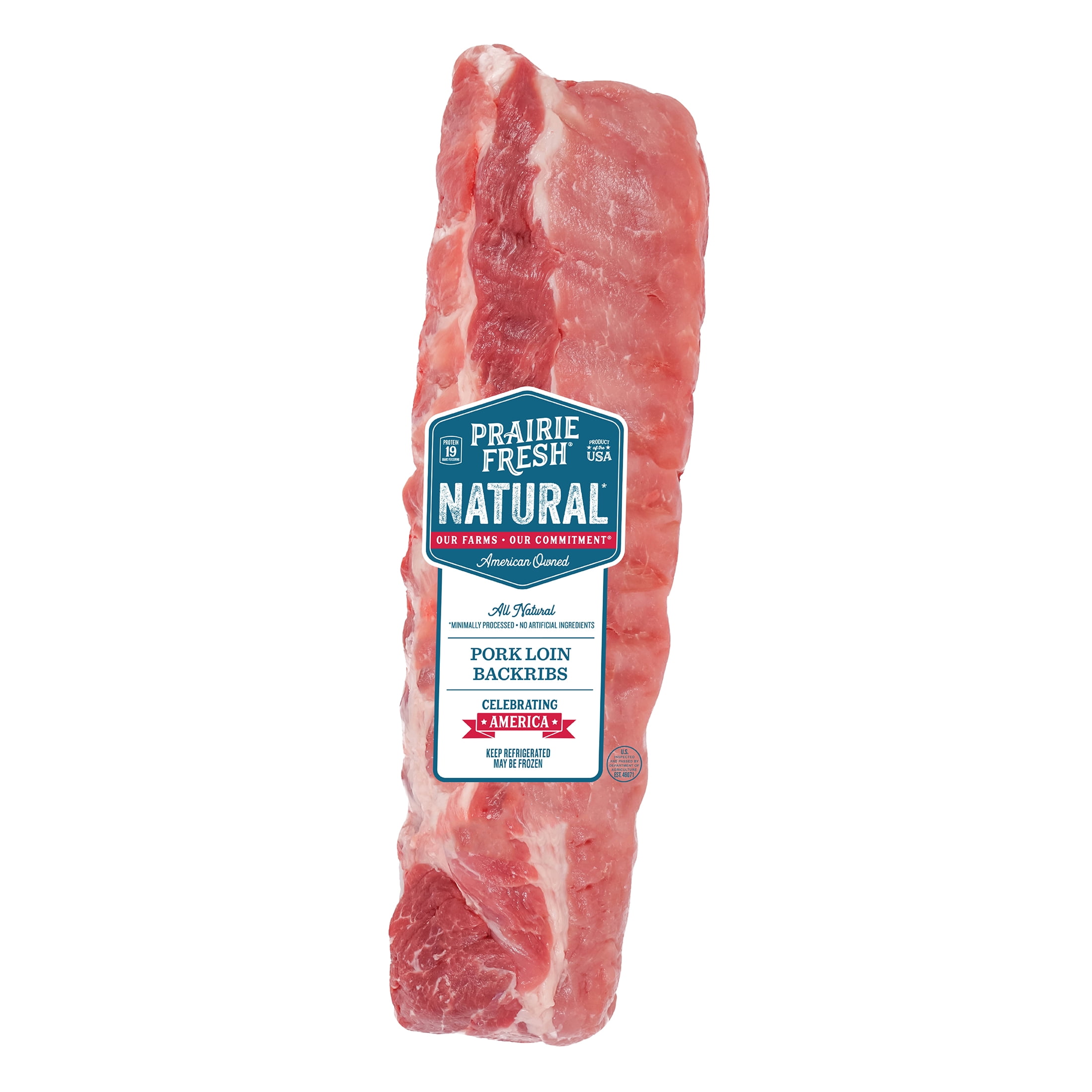 Prairie Fresh Natural Fresh Pork Back Ribs, Bone in, 2.4- 4.7 lb, 19g of protein per 4oz serving