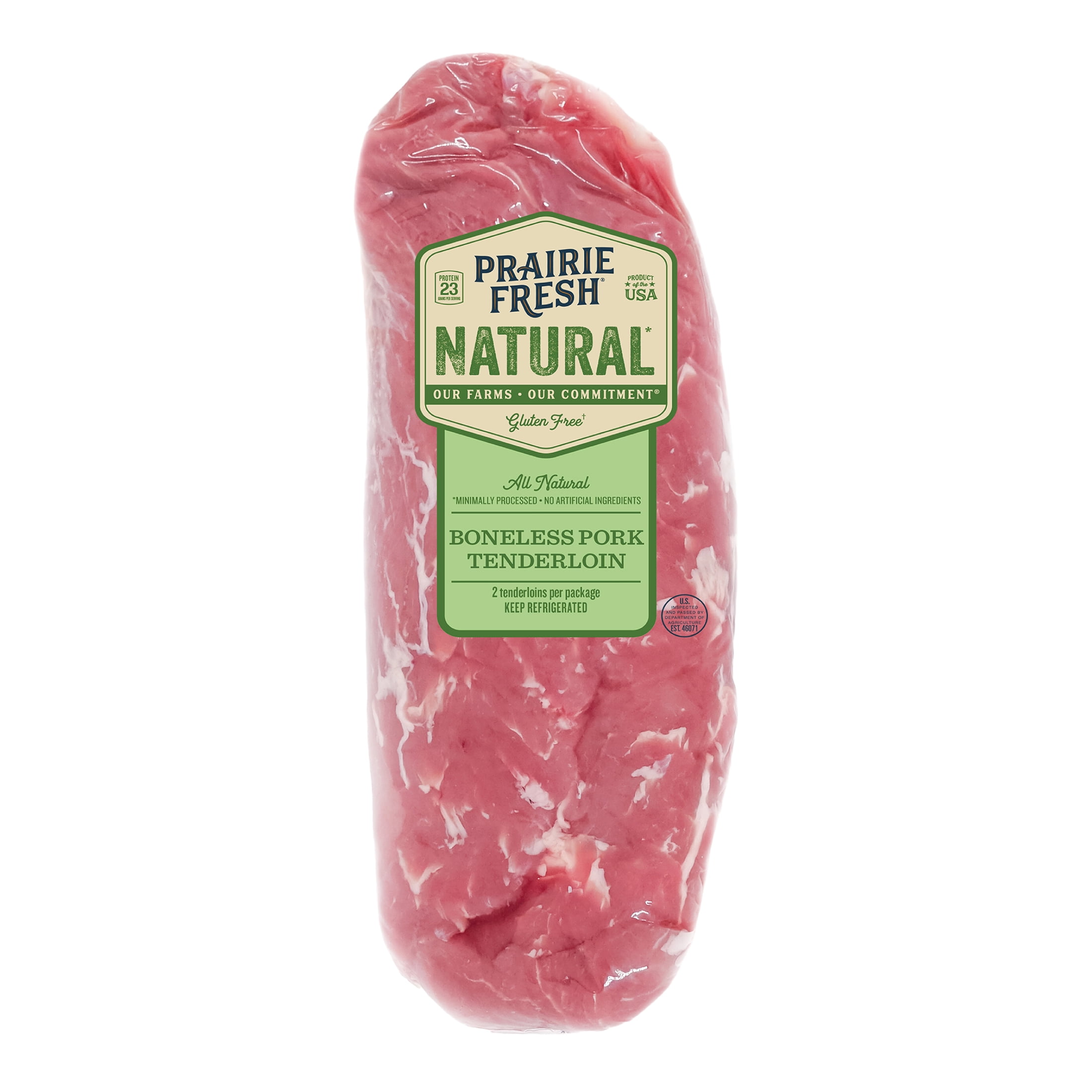 Prairie Fresh Natural Fresh Pork Tenderloin 2 Pieces, Boneless, 1.75-3.0 lb, 23g of Protein Per 4oz serving