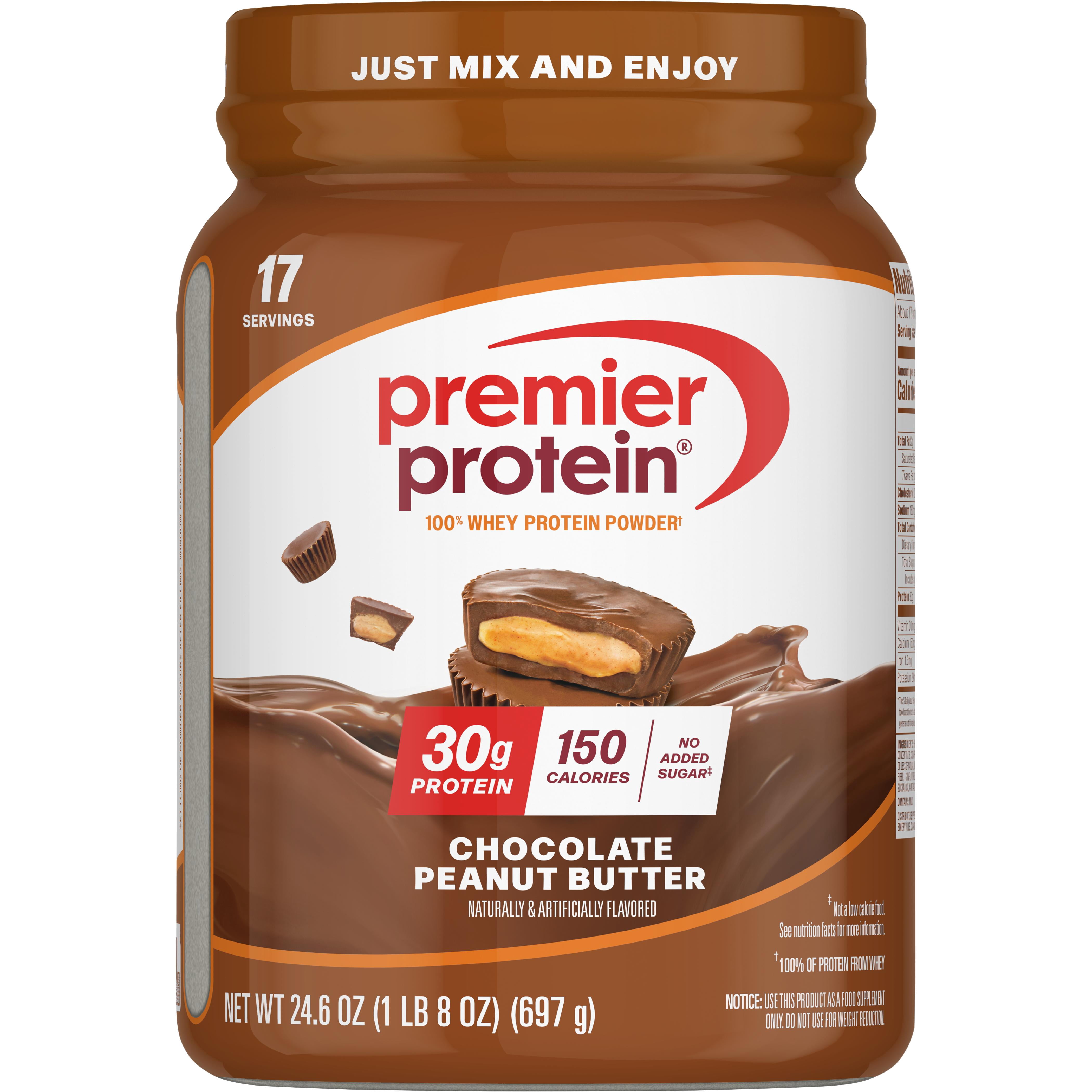 Premier Protein 100% Whey Protein Powder, Chocolate Peanut Butter, 30g Protein, 23.3oz, 1.7lb