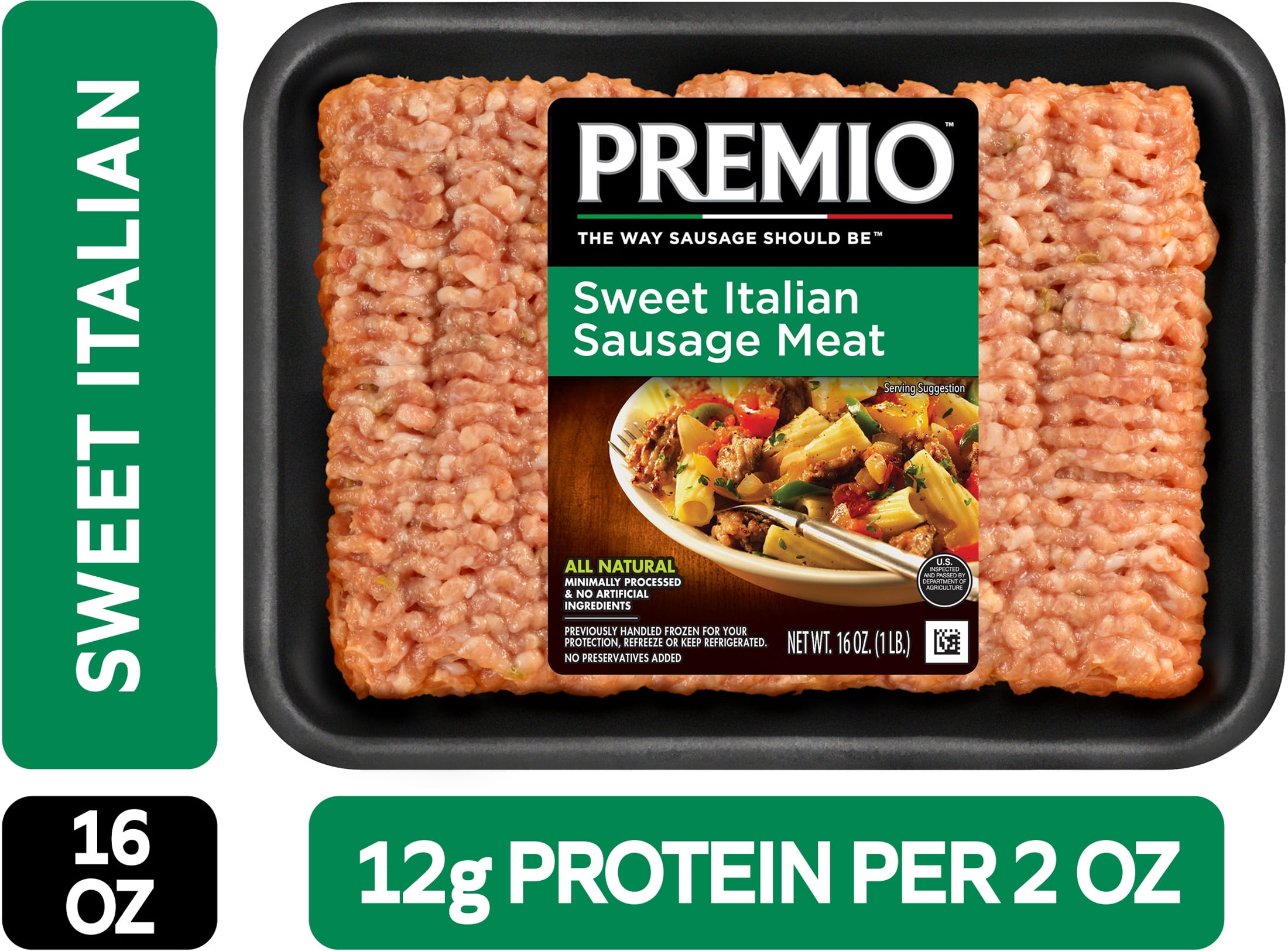 Premio Ground Sweet Italian Pork Sausage, 16 oz, 1lb Refrigerated