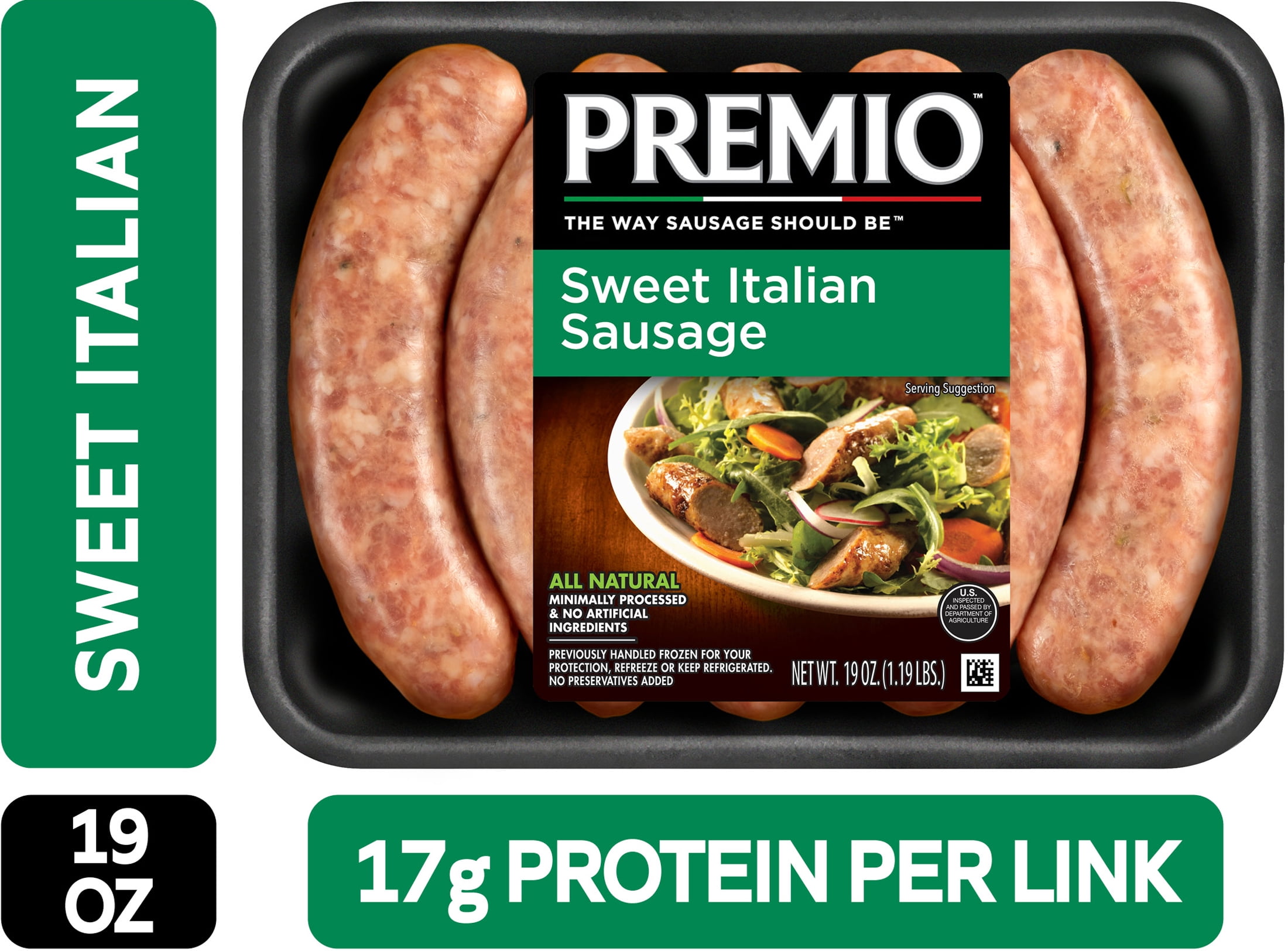 Premio Sweet Italian Pork Sausage Links, 19 oz, 5 Count Refrigerated