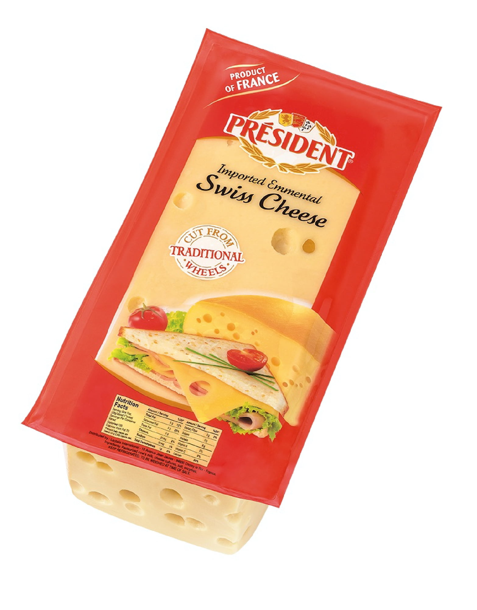 President Imported Emmental Swiss Cheese, Deli Sliced (Refrigerated)