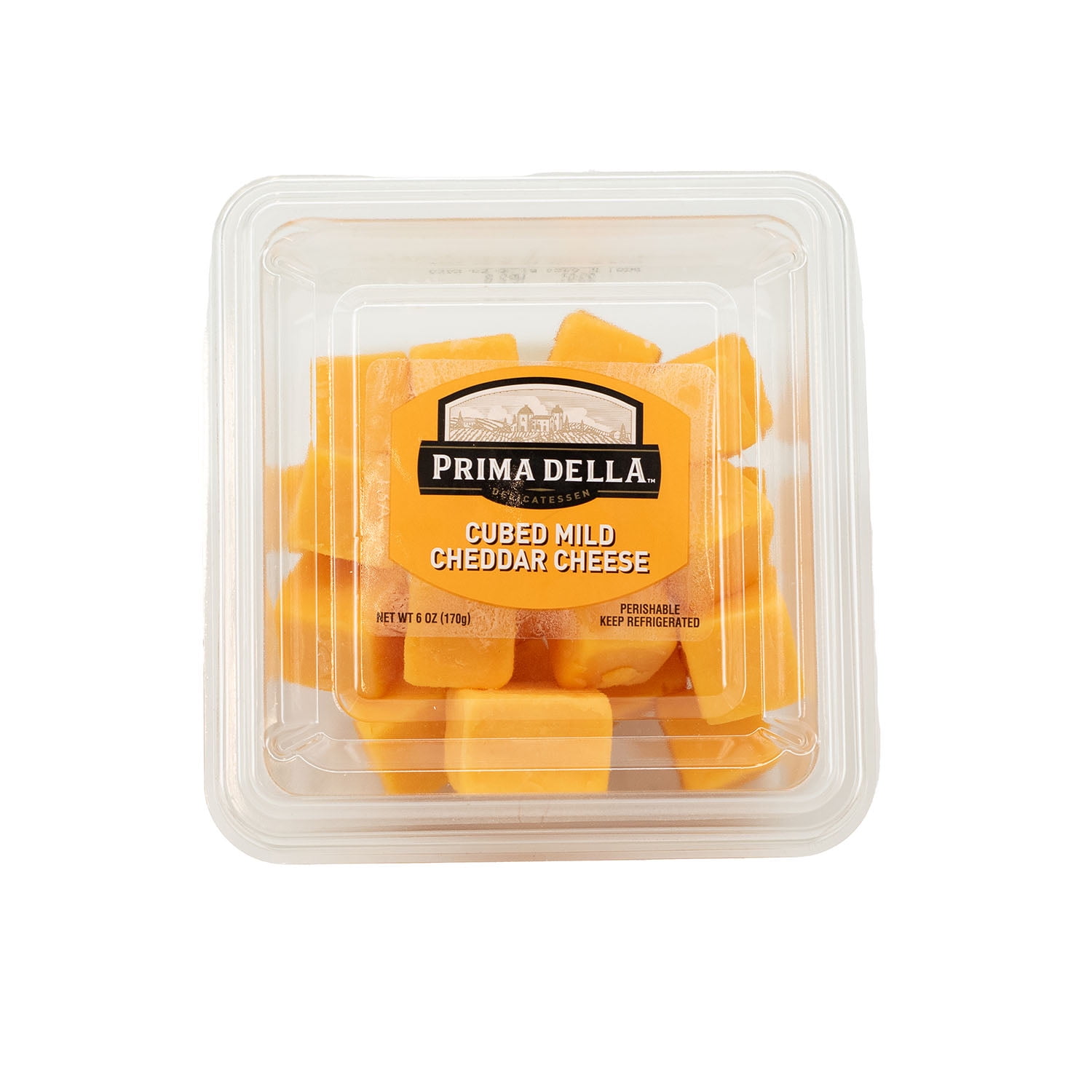 Prima Della Cubed Mild Cheddar Cheese Cup, 6 oz (Fresh, Plastic Cup)