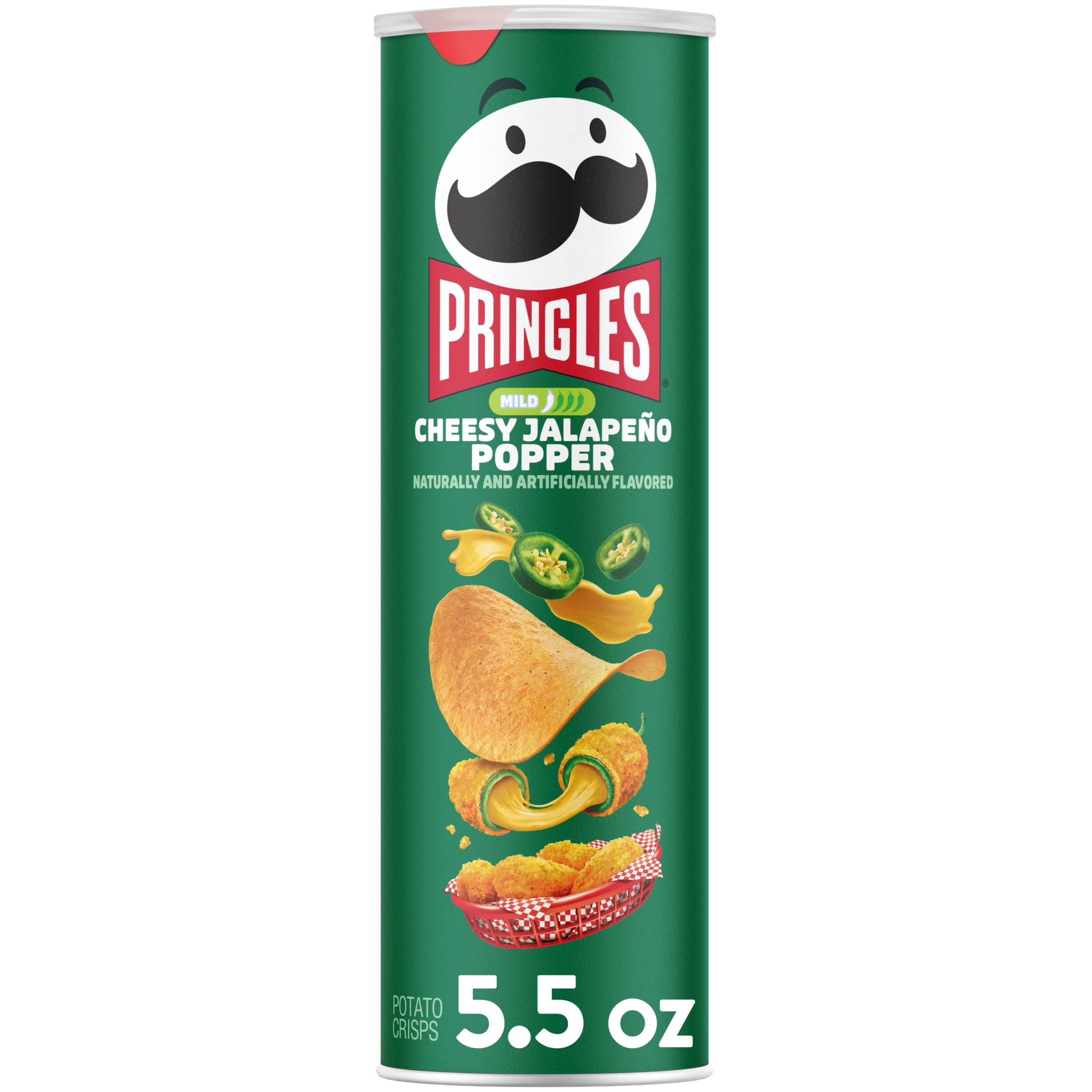 Pringles Cheesy Jalapeno Popper Potato Crisps Chips, Lunch Snacks, 5.5 oz Canister