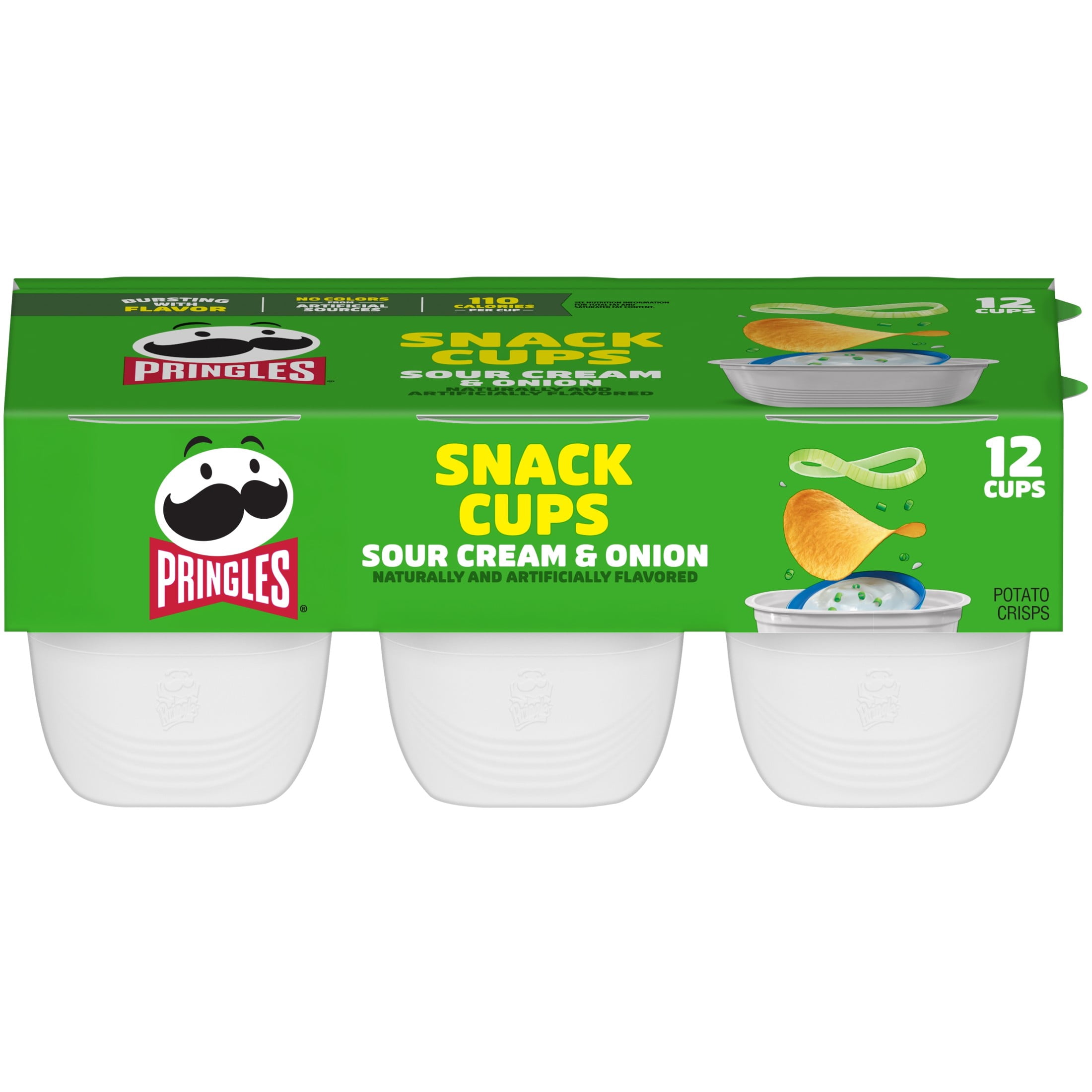 Pringles Sour Cream & Onion Potato Crisps Chips - Snack Cups, 12 ct