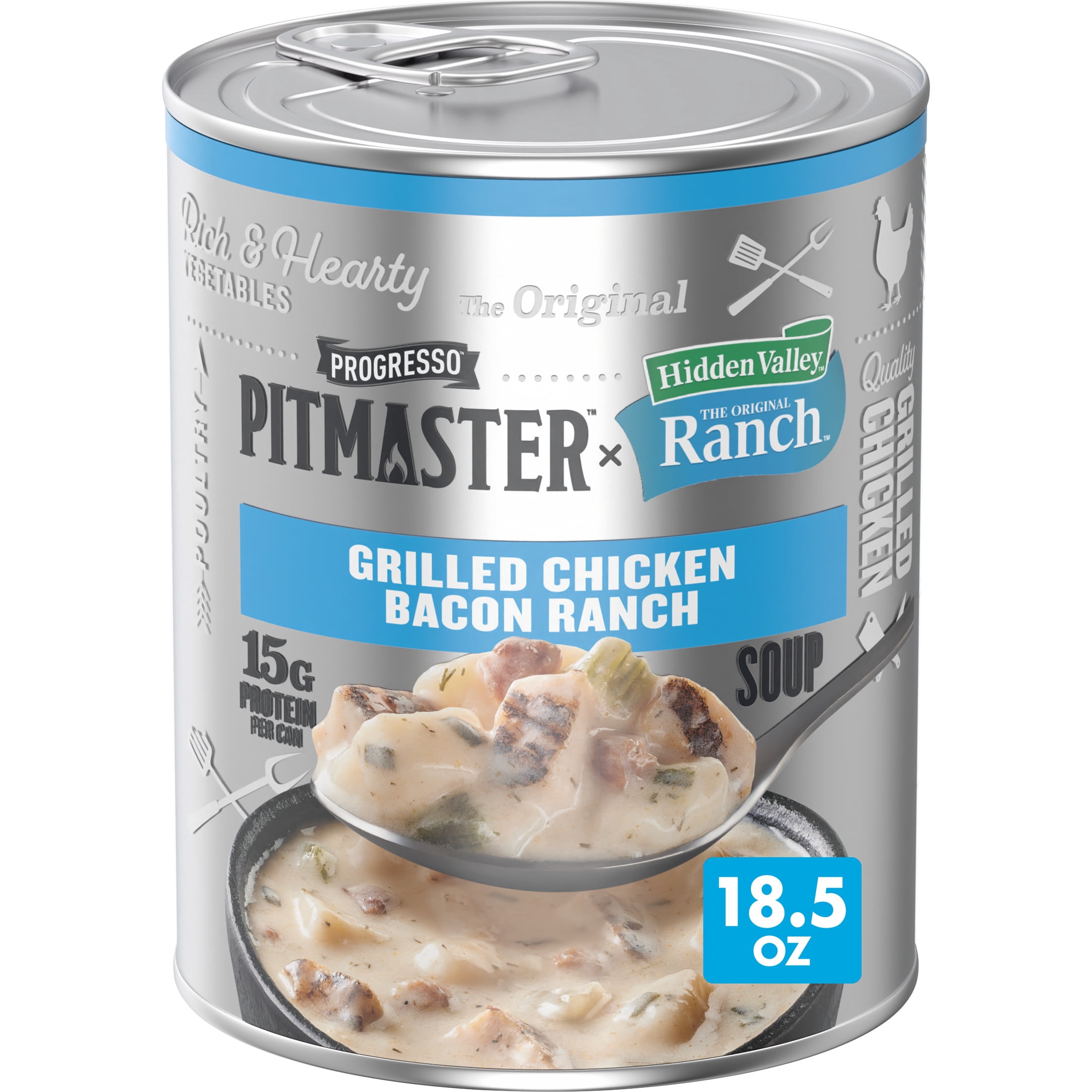 Progresso Pitmaster x Hidden Valley Ranch Grilled Chicken Bacon Ranch Canned Soup, 18.5 oz